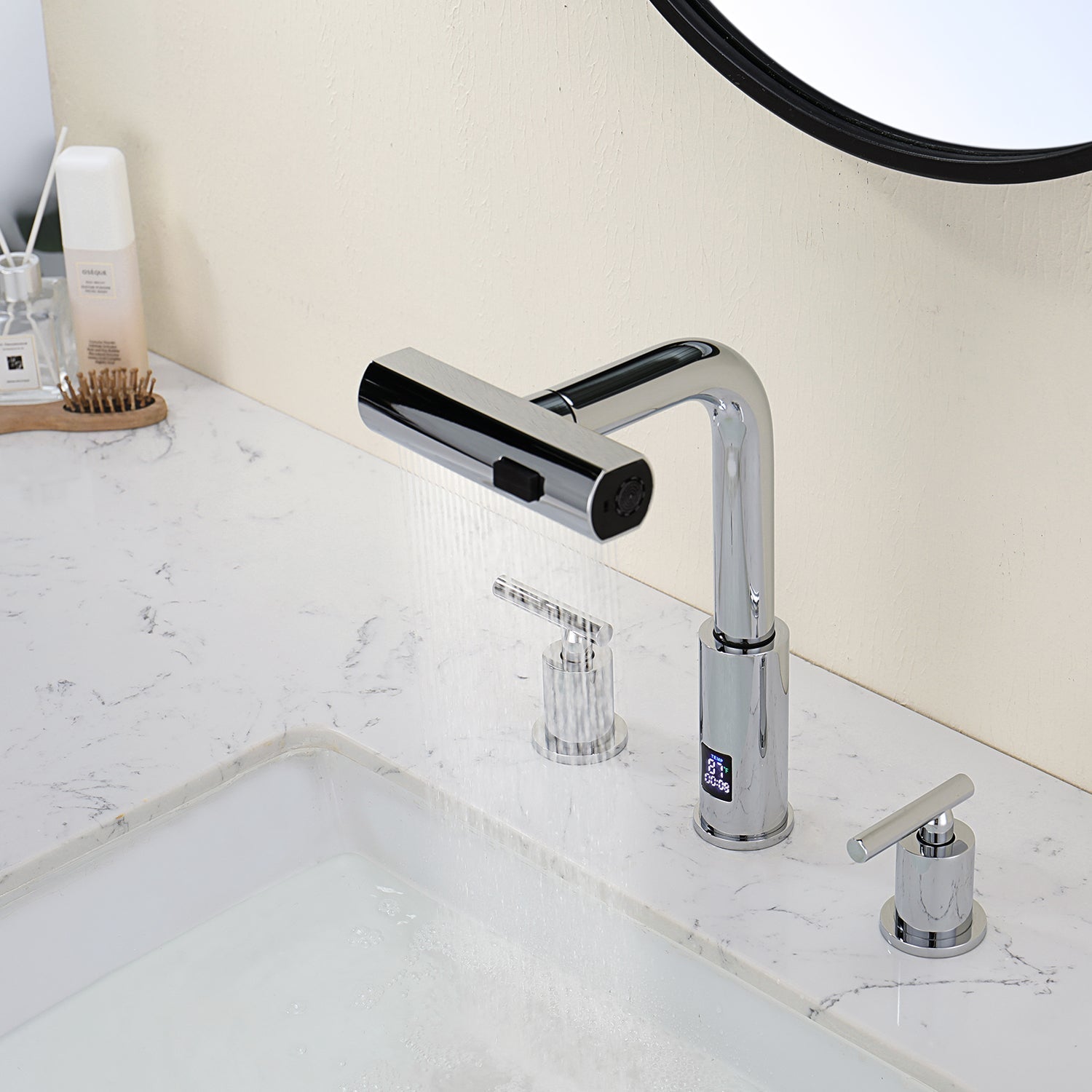Recertified-Lefton Two-Handle Widespread Waterfall Bathroom Faucet-BFWS2401-US