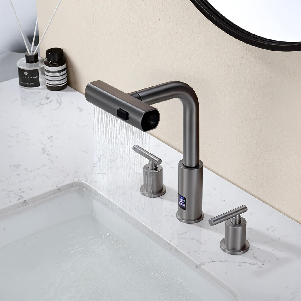 Recertified-Lefton Two-Handle Widespread Waterfall Bathroom Faucet-BFWS2401-US