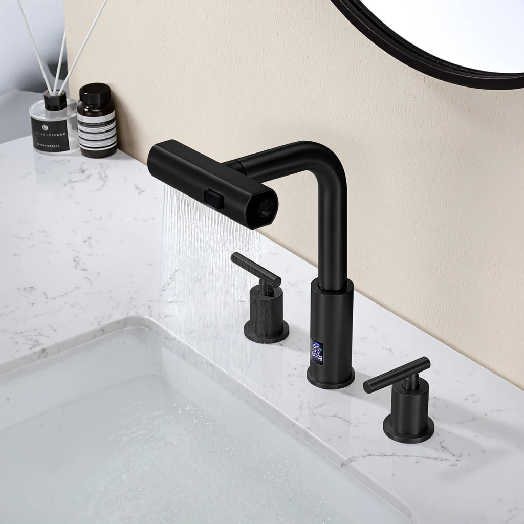 Recertified-Lefton Two-Handle Widespread Waterfall Bathroom Faucet-BFWS2401-US