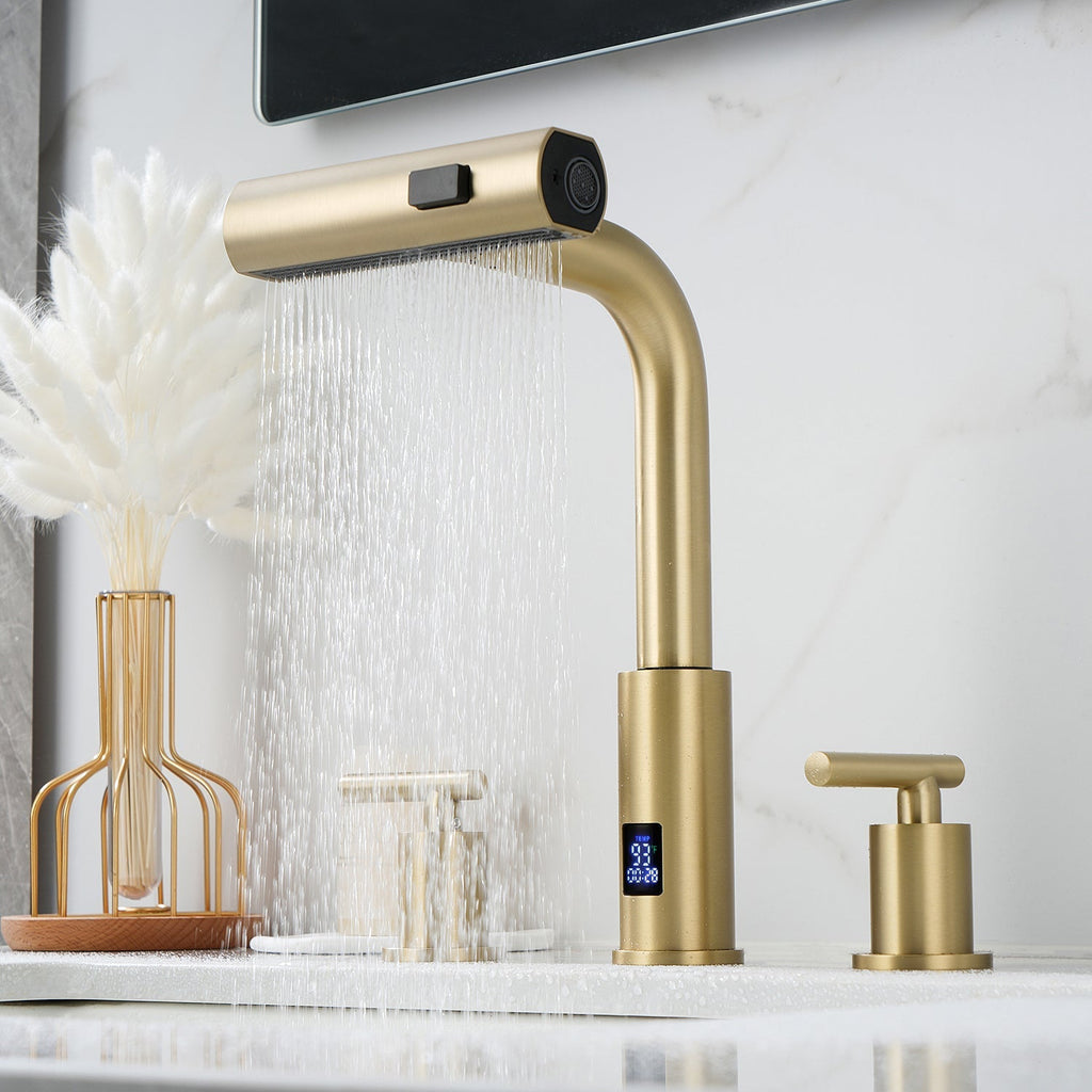 Recertified-Lefton Two-Handle Widespread Waterfall Bathroom Faucet-BFWS2401-US
