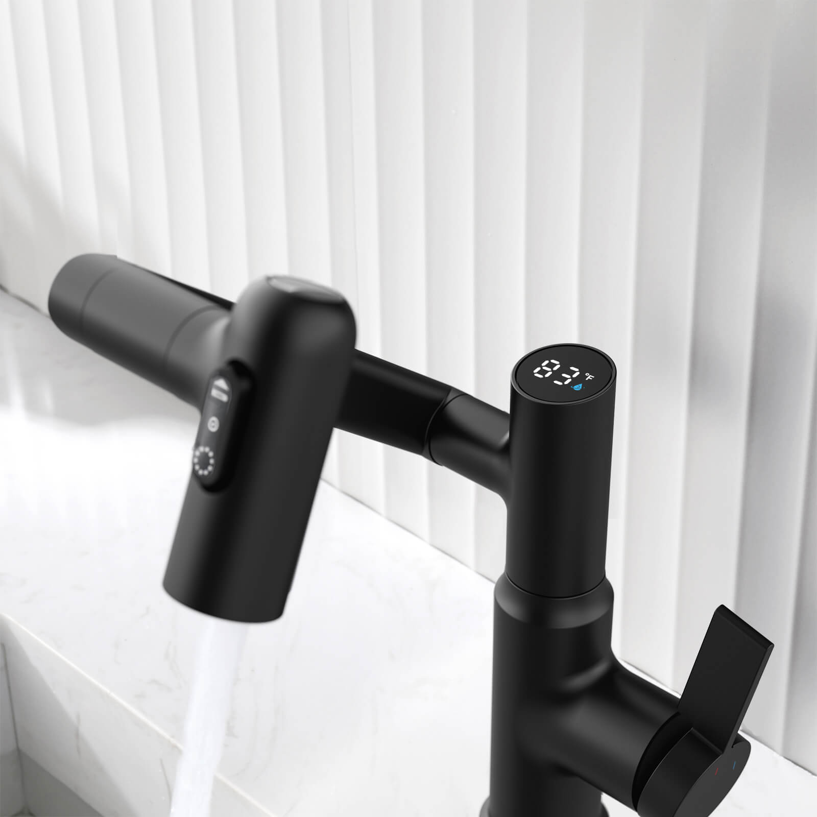 Recertified-Lefton Single-Hole Rotatable Faucet with Temperature Display-BF2204-US