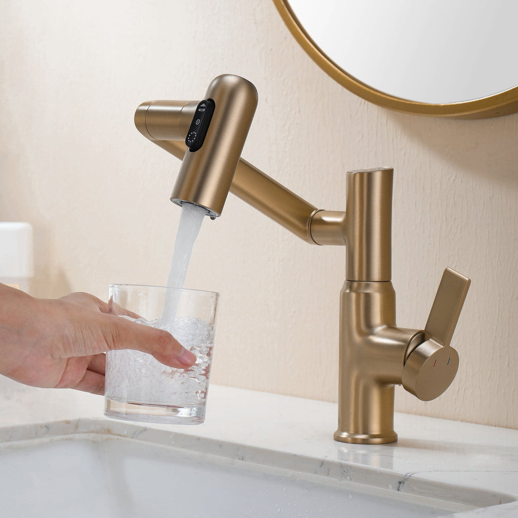 Recertified-Lefton Single-Hole Rotatable Faucet with Temperature Display-BF2204-US