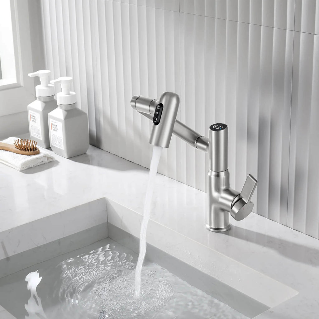 Recertified-Lefton Single-Hole Rotatable Faucet with Temperature Display-BF2204-US