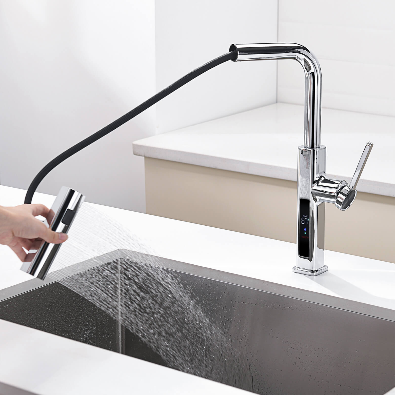 Recertified-Lefton Waterfall Kitchen Faucet-KF2209-US