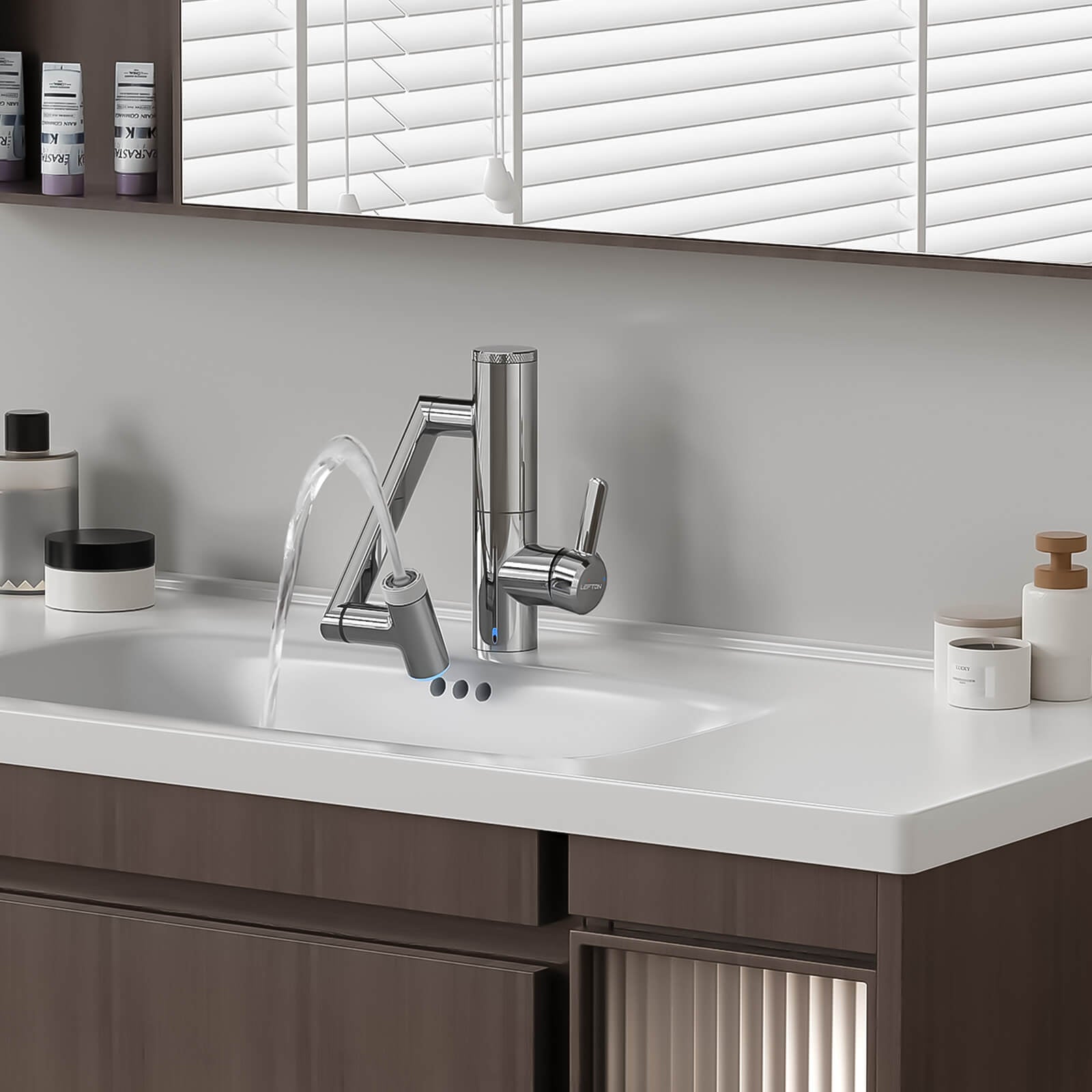 Lefton 1080° Rotating Bathroom Built-in Filter Faucet With Temperature Display-BPF01