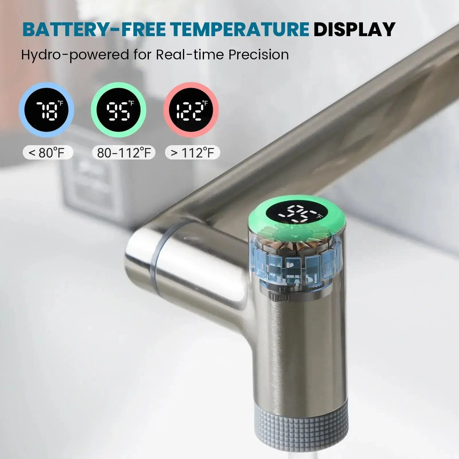 Lefton 1080° Rotating Bathroom Built-in Filter Faucet With Temperature Display-BPF01