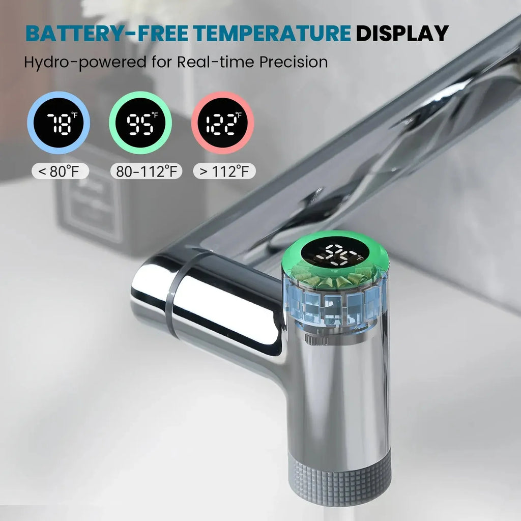 Lefton 1080° Rotating Bathroom Built-in Filter Faucet With Temperature Display-BPF01