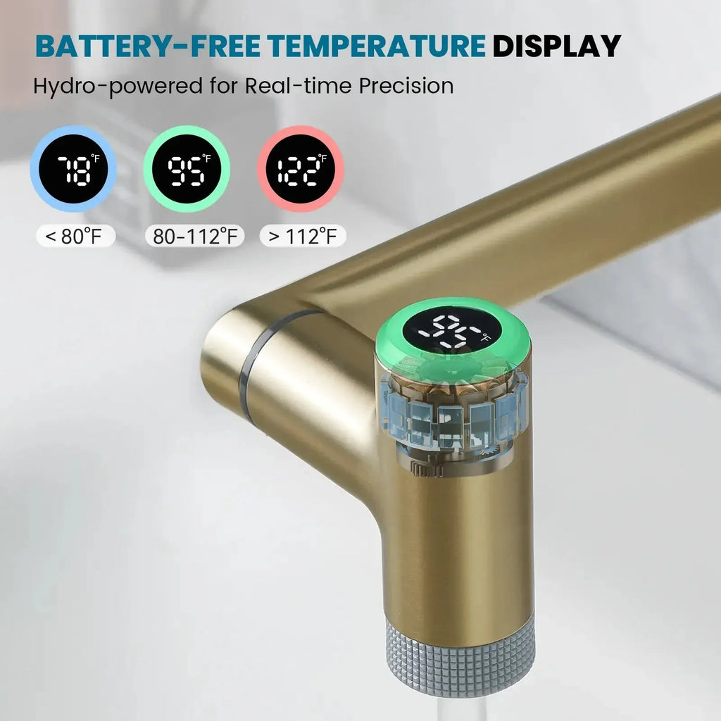 Lefton 1080° Rotating Bathroom Built-in Filter Faucet With Temperature Display-BPF01