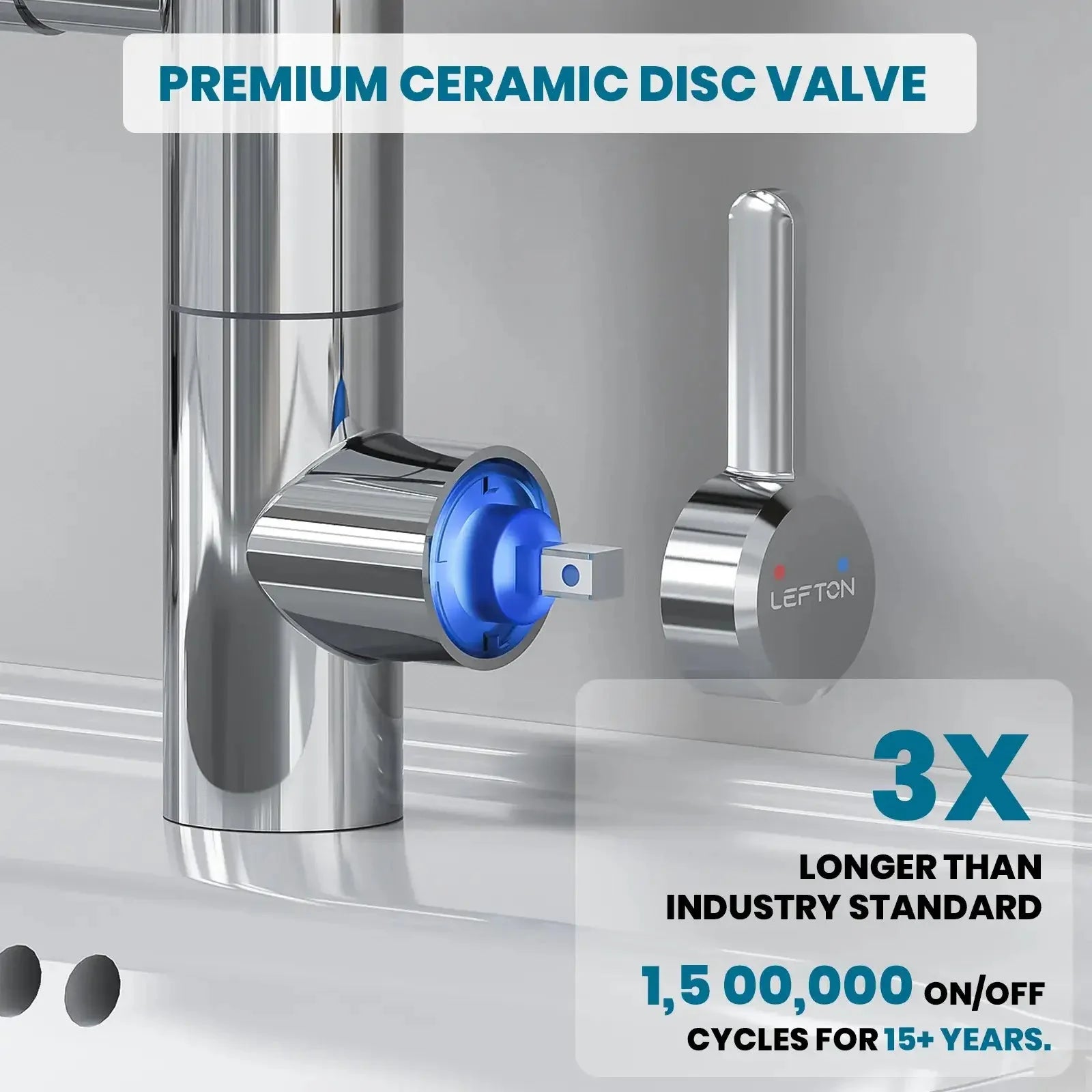 Lefton 1080° Rotating Bathroom Built-in Filter Faucet With Temperature Display-BPF01