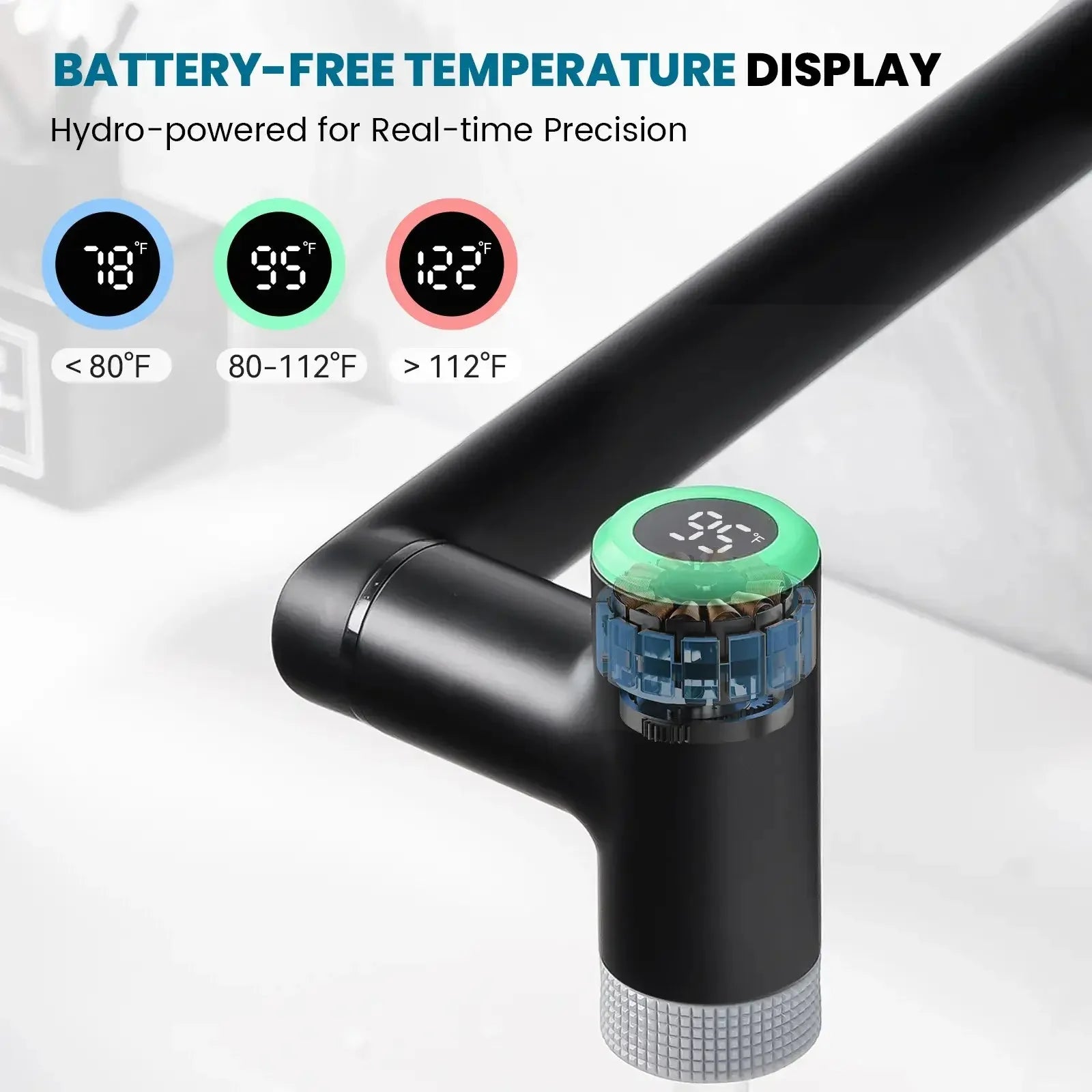 Lefton 1080° Rotating Bathroom Built-in Filter Faucet With Temperature Display-BPF01
