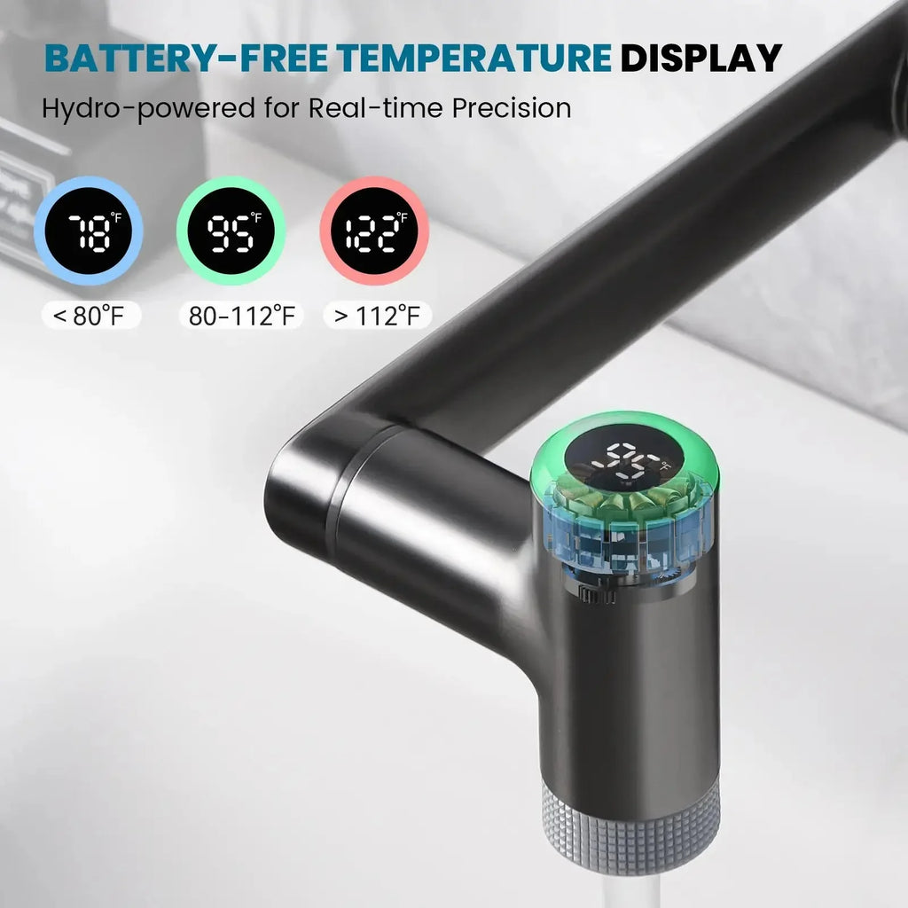 Lefton 1080° Rotating Bathroom Built-in Filter Faucet With Temperature Display-BPF01