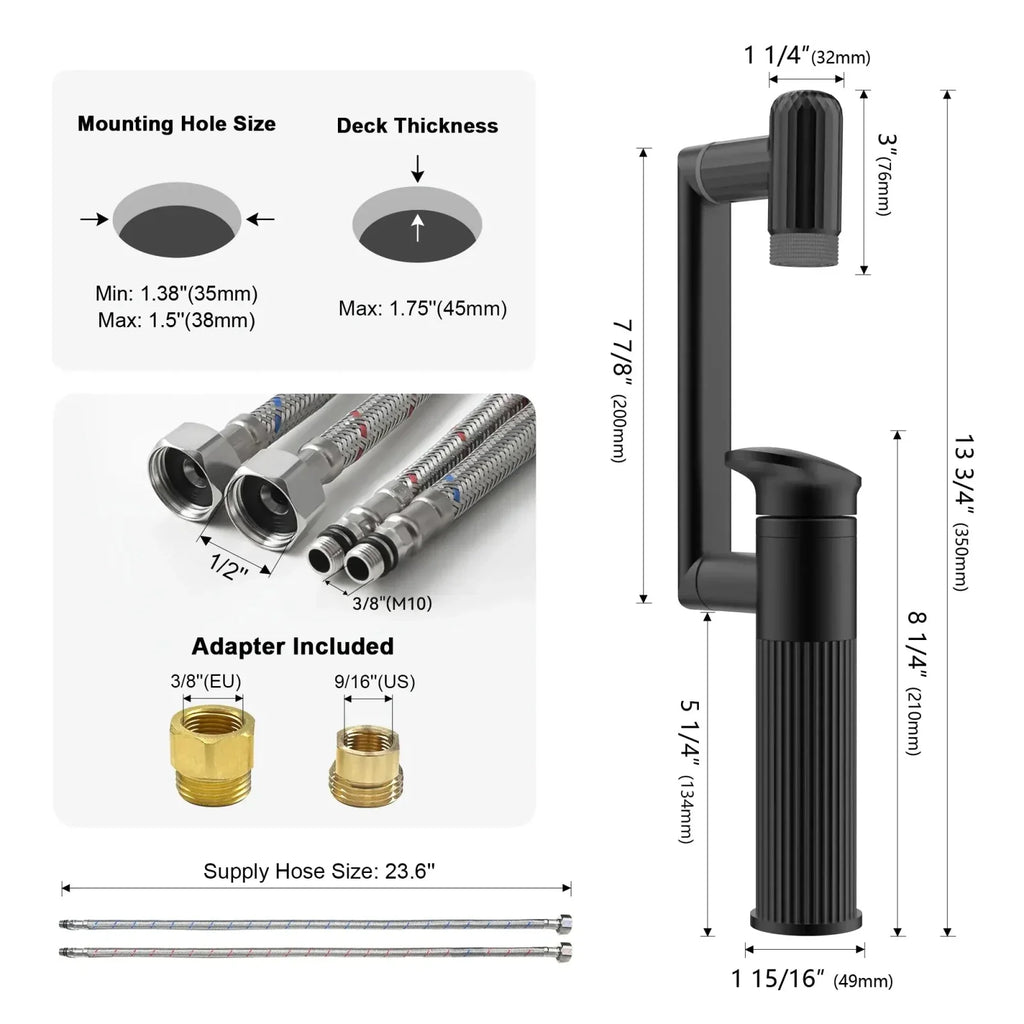 Recertified-Lefton 360° Rotatable Single-Hole Bathroom Faucet-BF2208-US