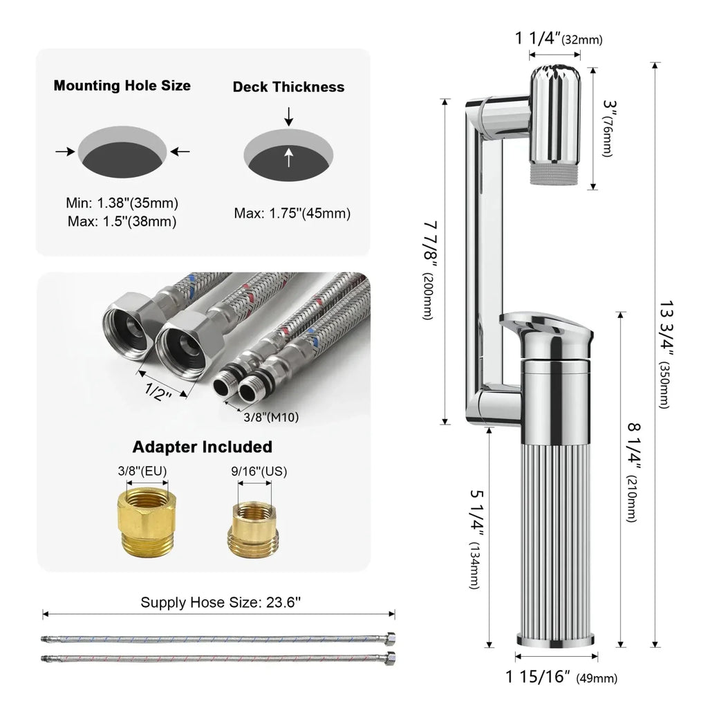 Recertified-Lefton 360° Rotatable Single-Hole Bathroom Faucet-BF2208-US