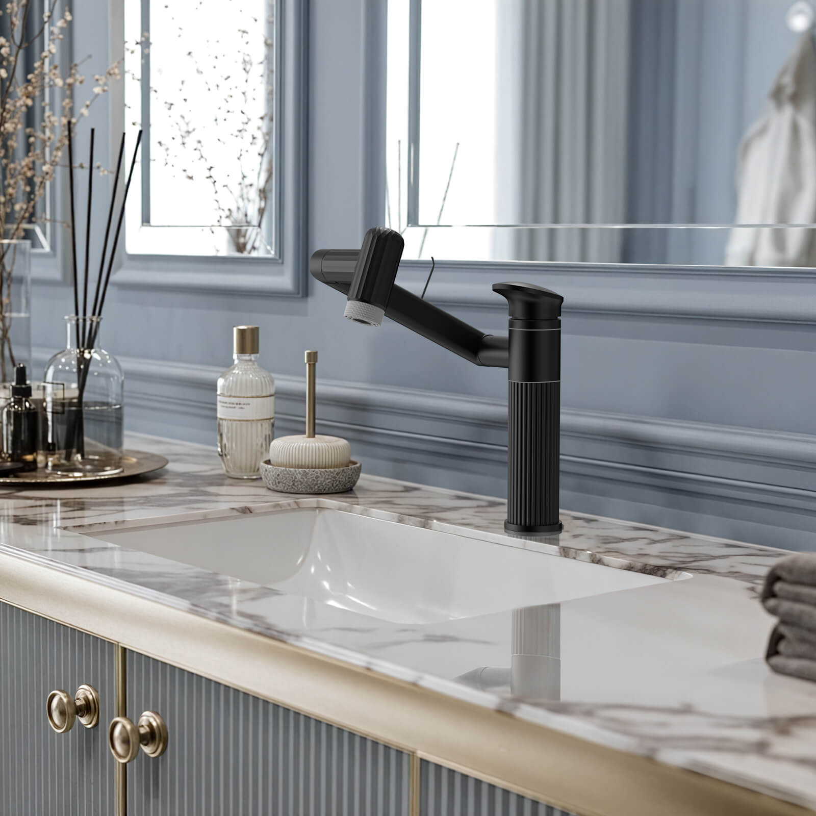 Recertified-Lefton 360° Rotatable Single-Hole Bathroom Faucet-BF2208-US