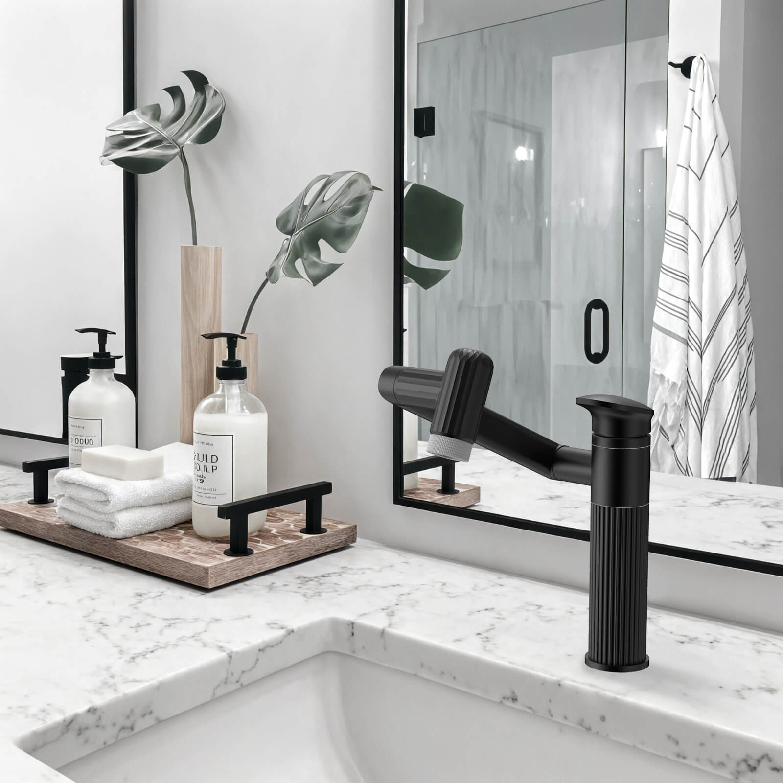 Recertified-Lefton 360° Rotatable Single-Hole Bathroom Faucet-BF2208-US