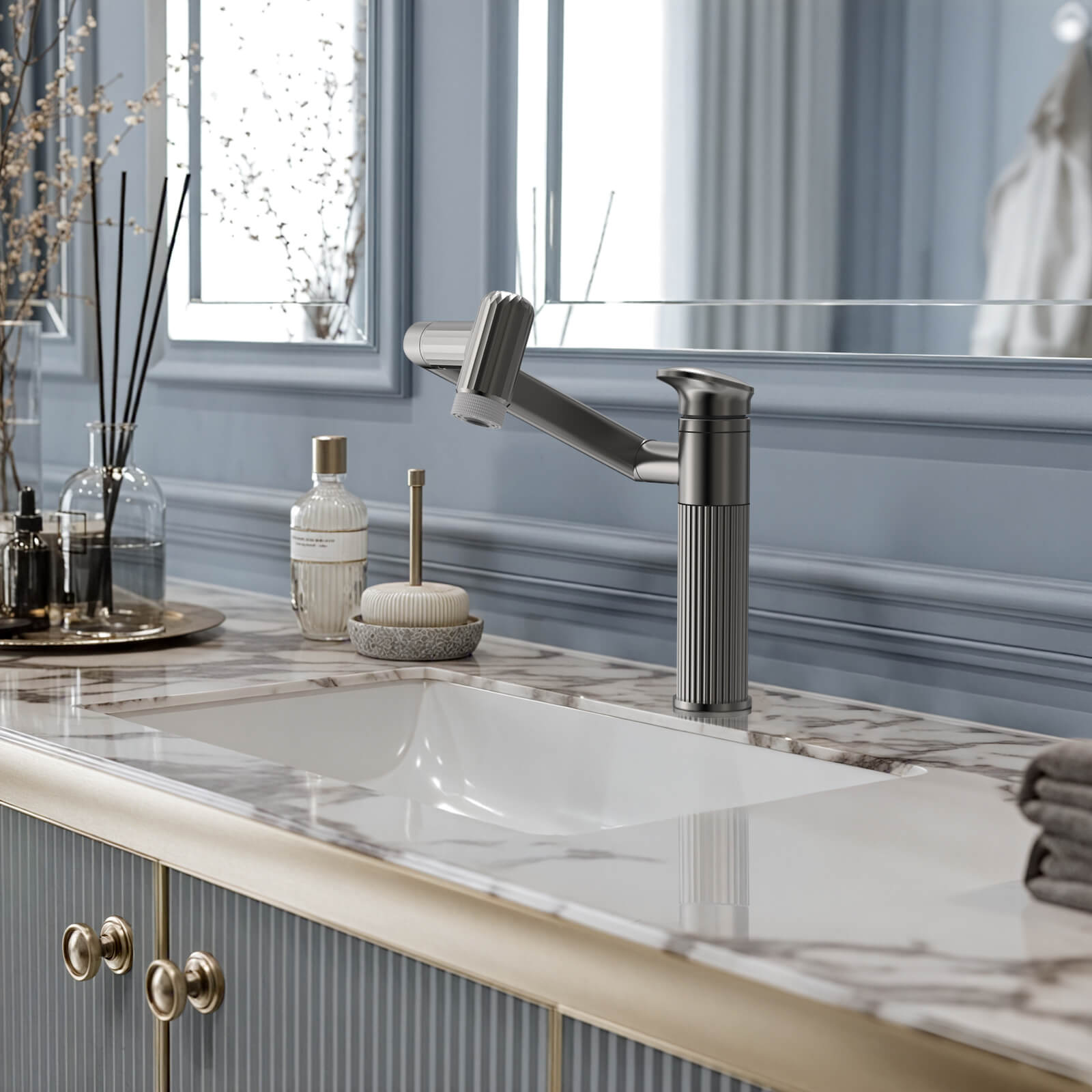 Recertified-Lefton 360° Rotatable Single-Hole Bathroom Faucet-BF2208-US
