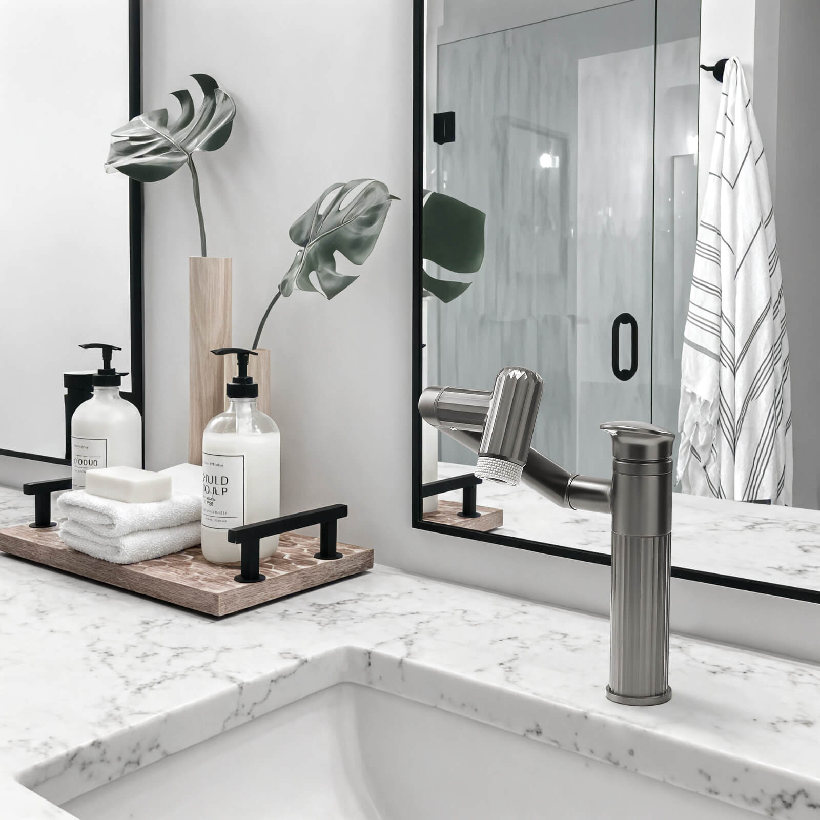 Recertified-Lefton 360° Rotatable Single-Hole Bathroom Faucet-BF2208-US