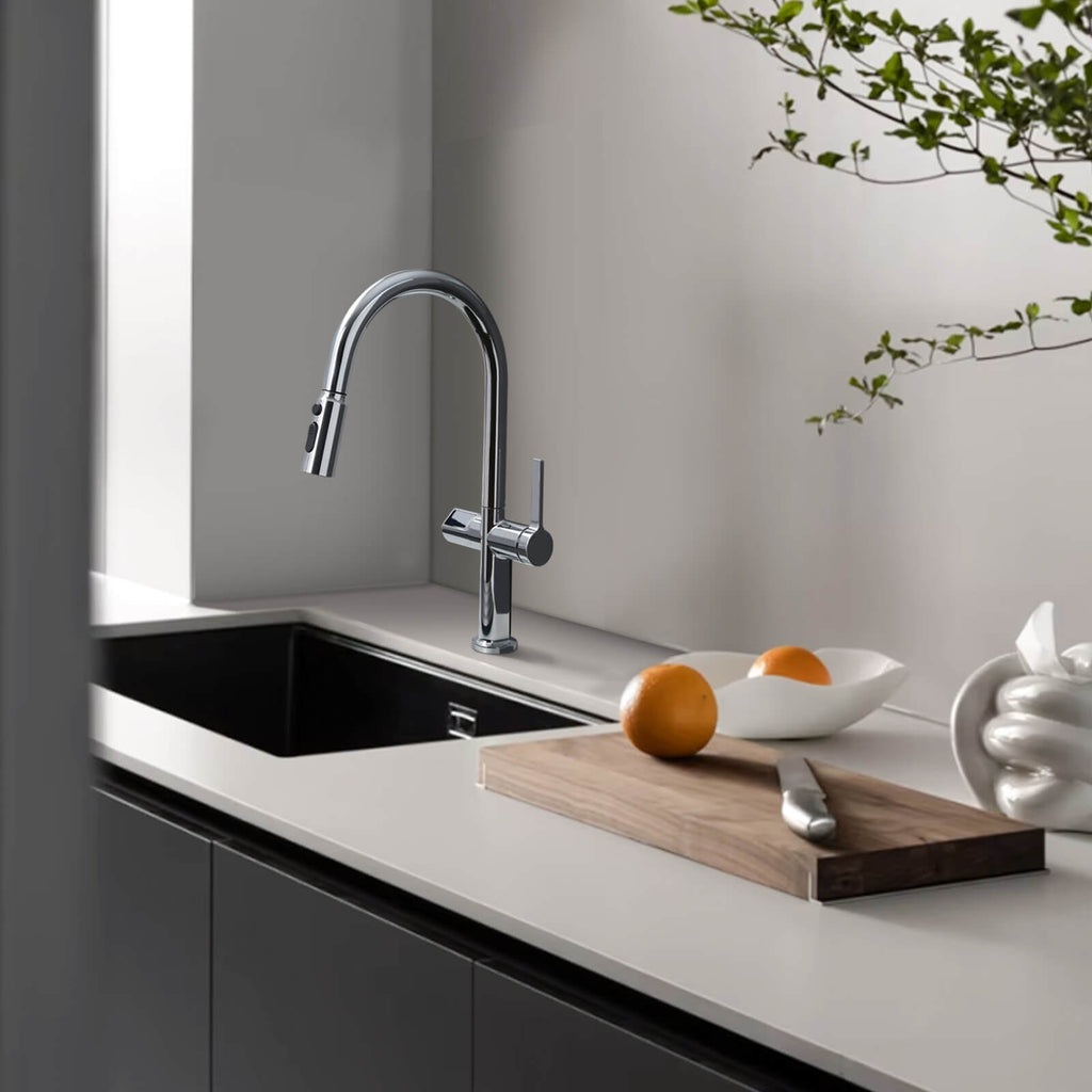 Recertified-Lefton Touchless Sensor Kitchen Faucet with Temperature Display-KF2206-US