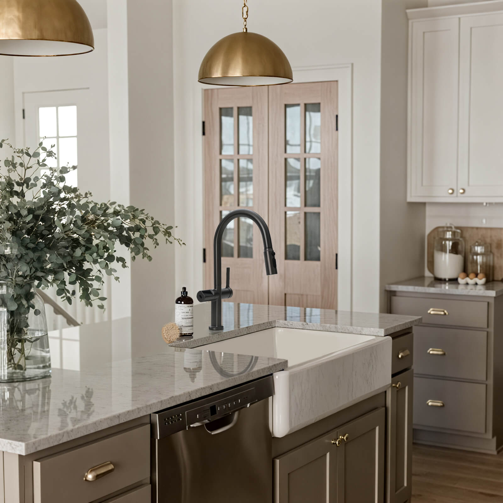 Recertified-Lefton Touchless Sensor Kitchen Faucet with Temperature Display-KF2206-US