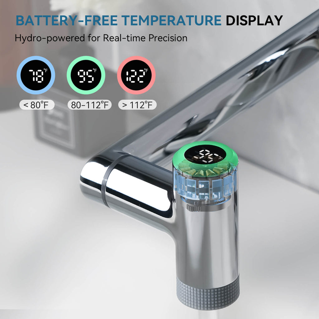 Lefton 1080° Rotating Bathroom Built-in Filter Faucet With Temperature Display-BPF01
