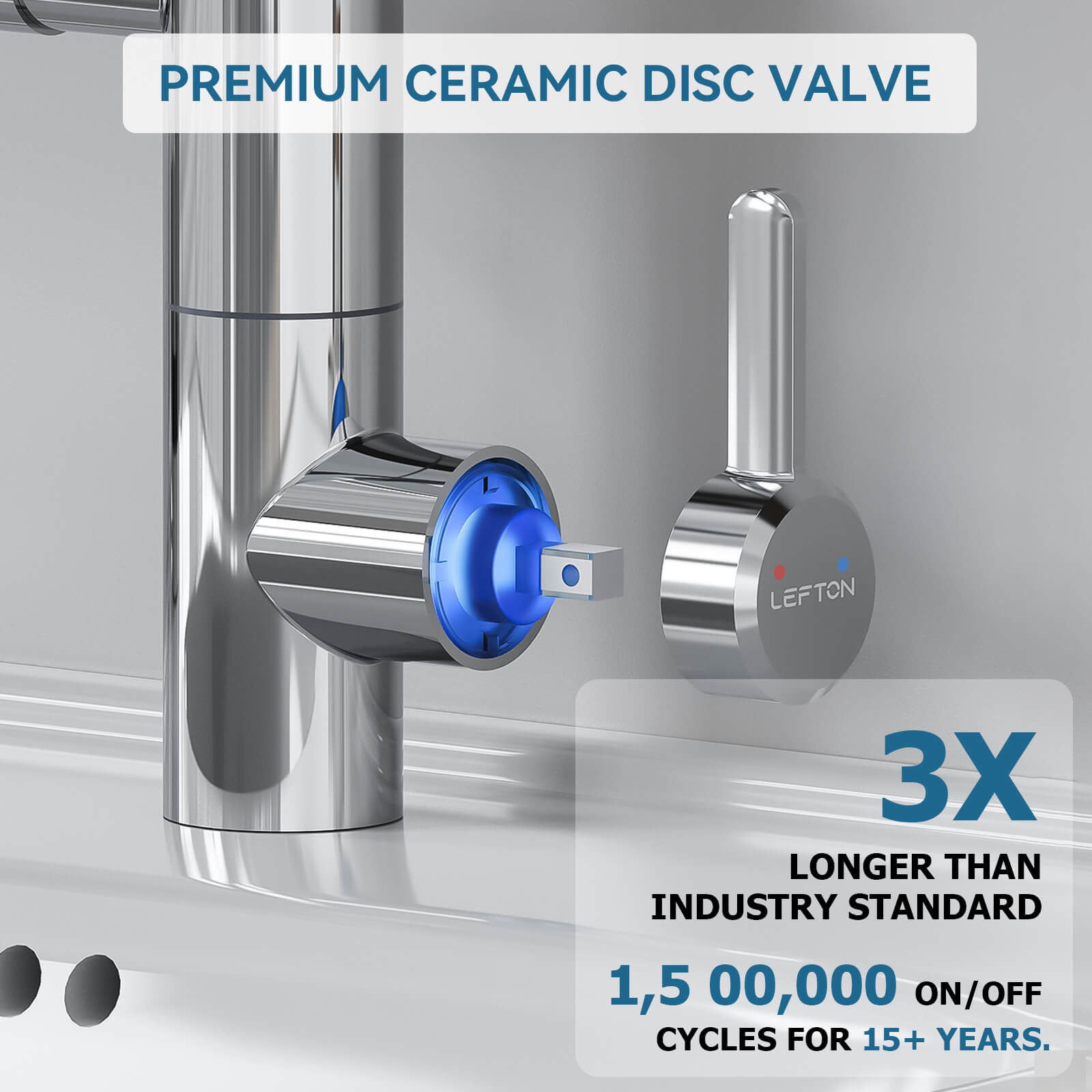 Lefton 1080° Rotating Bathroom Built-in Filter Faucet With Temperature Display-BPF01