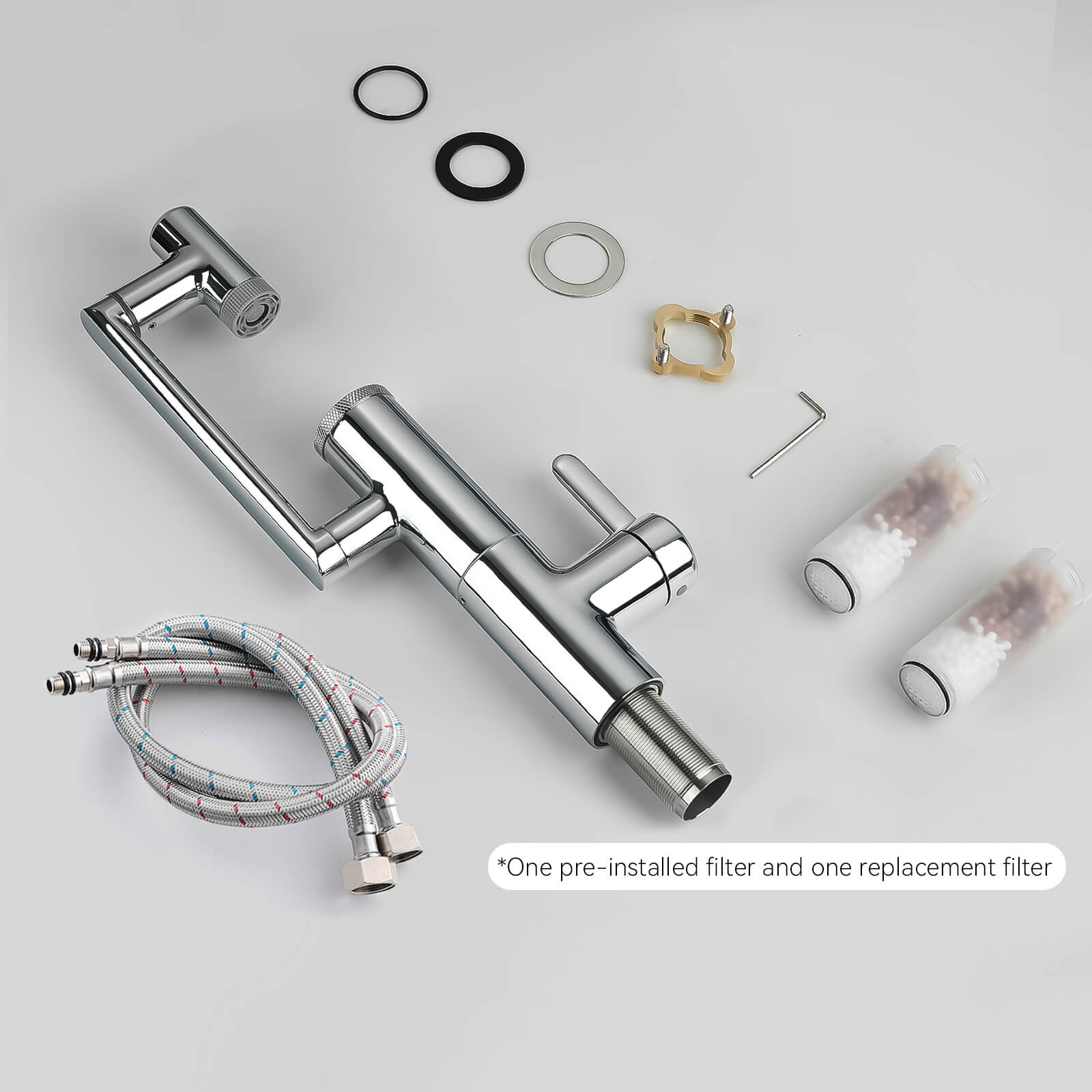 Lefton 1080° Rotating Bathroom Built-in Filter Faucet With Temperature Display-BPF01