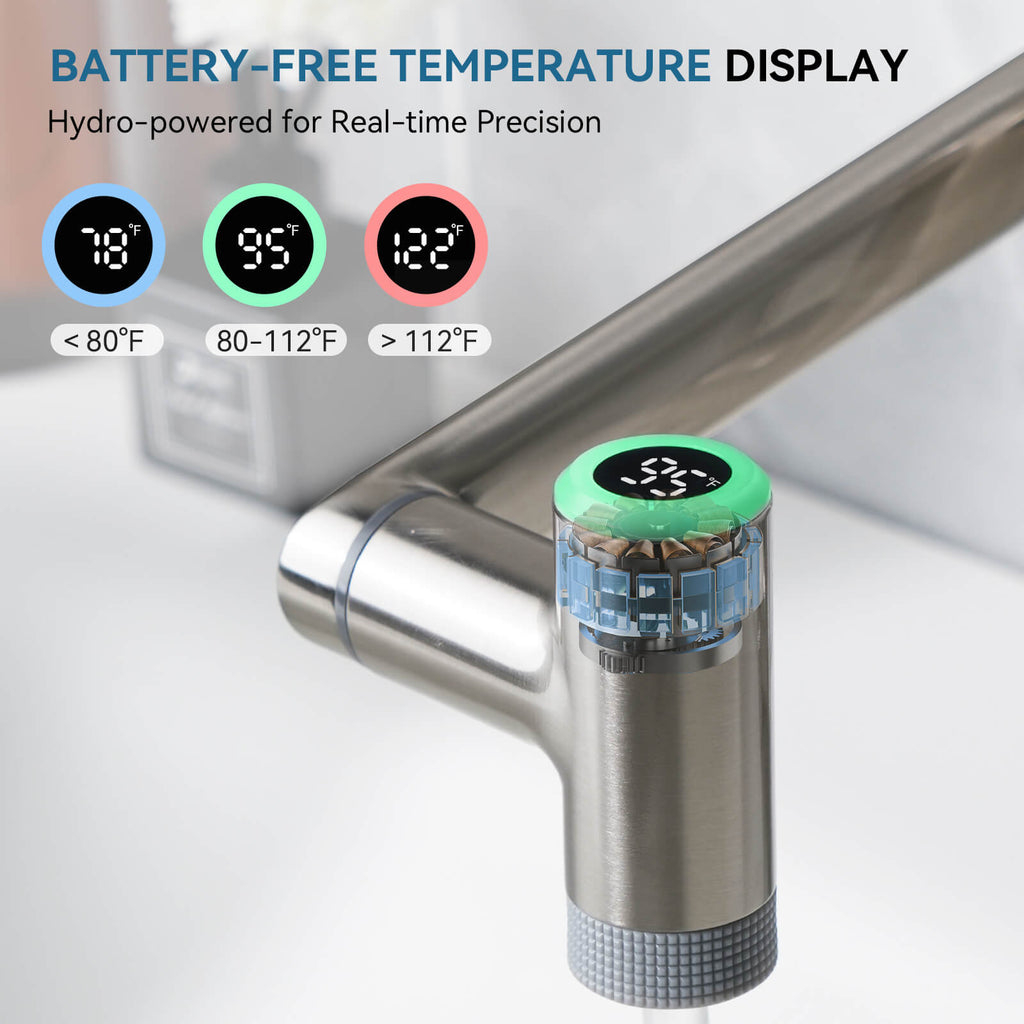 Lefton 1080° Rotating Bathroom Built-in Filter Faucet With Temperature Display-BPF01