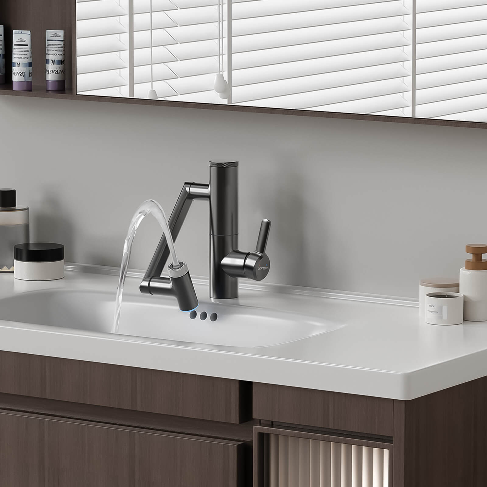 Lefton 1080° Rotating Bathroom Built-in Filter Faucet With Temperature Display-BPF01