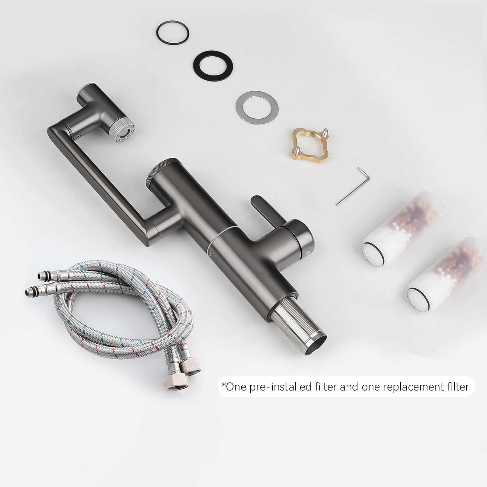 Lefton 1080° Rotating Bathroom Built-in Filter Faucet With Temperature Display-BPF01
