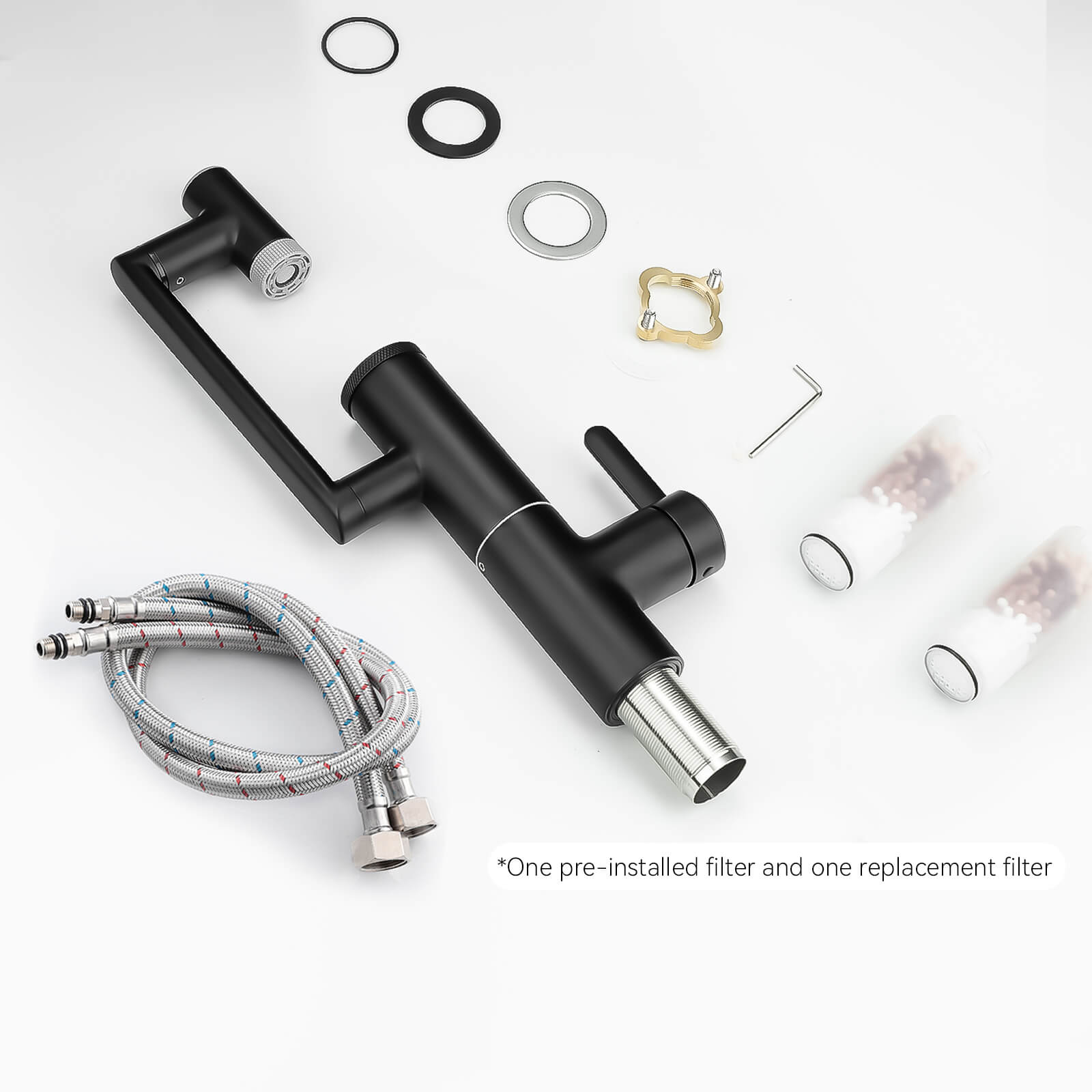 Lefton 1080° Rotating Bathroom Built-in Filter Faucet With Temperature Display-BPF01