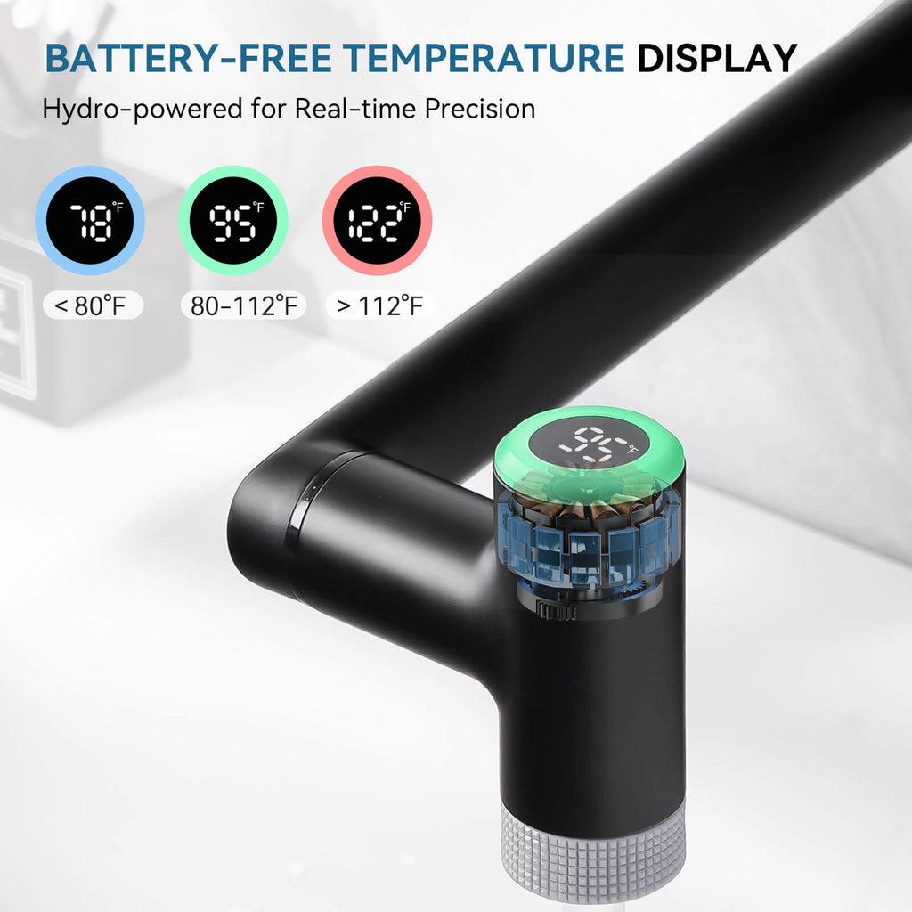Lefton 1080° Rotating Bathroom Built-in Filter Faucet With Temperature Display-BPF01