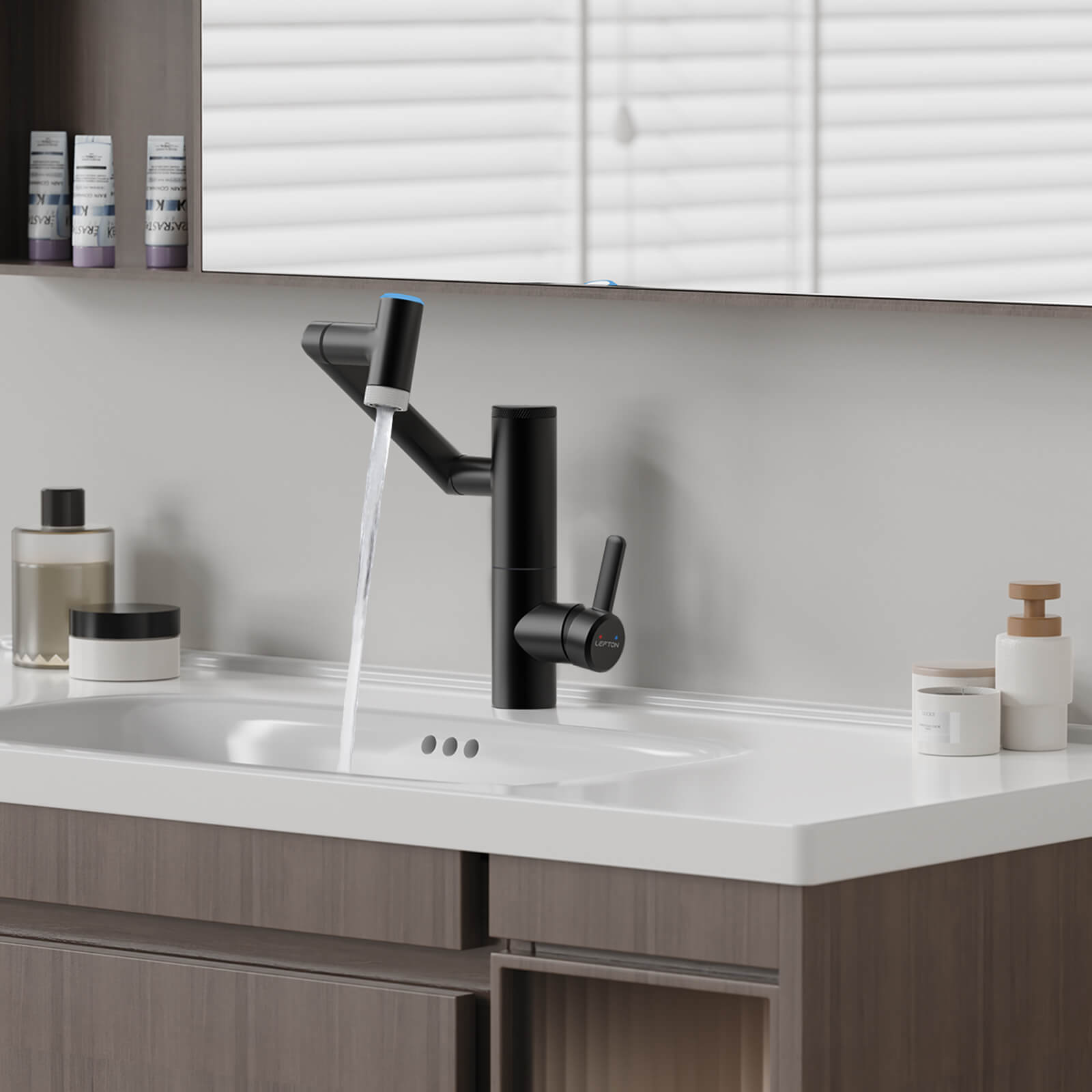 Lefton 1080° Rotating Bathroom Built-in Filter Faucet With Temperature Display-BPF01