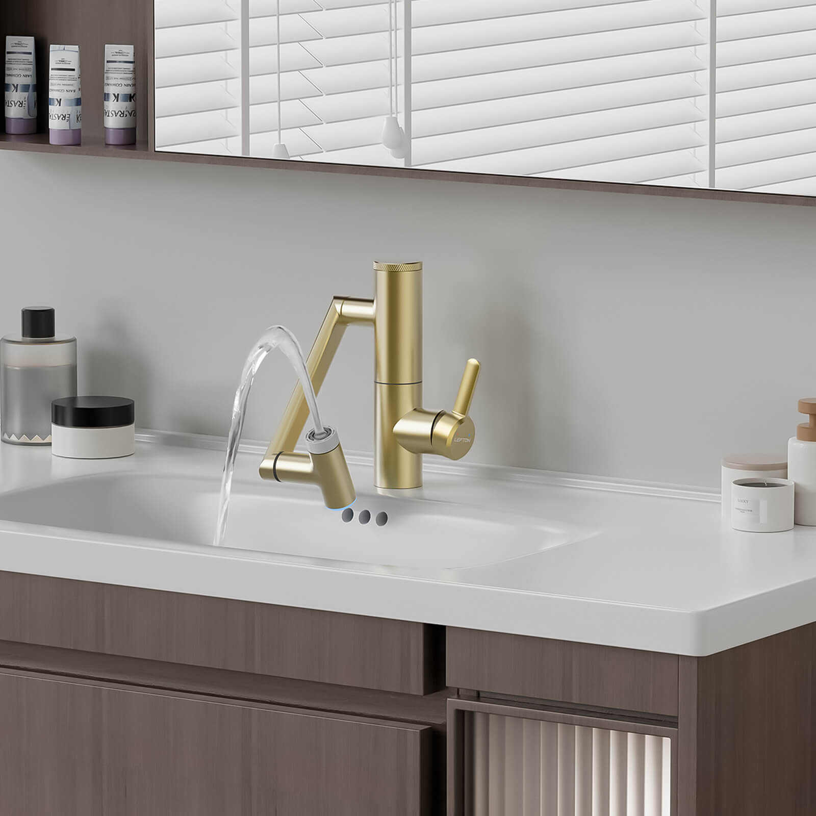 Lefton 1080° Rotating Bathroom Built-in Filter Faucet With Temperature Display-BPF01