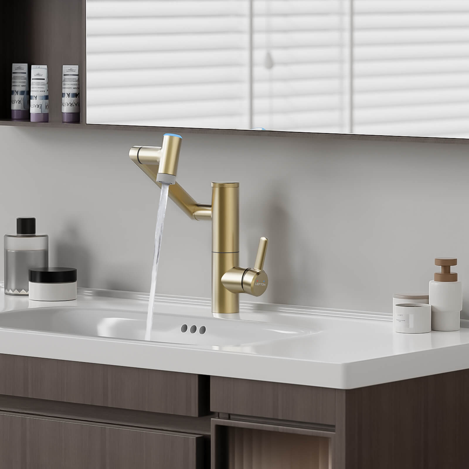 Lefton 1080° Rotating Bathroom Built-in Filter Faucet With Temperature Display-BPF01