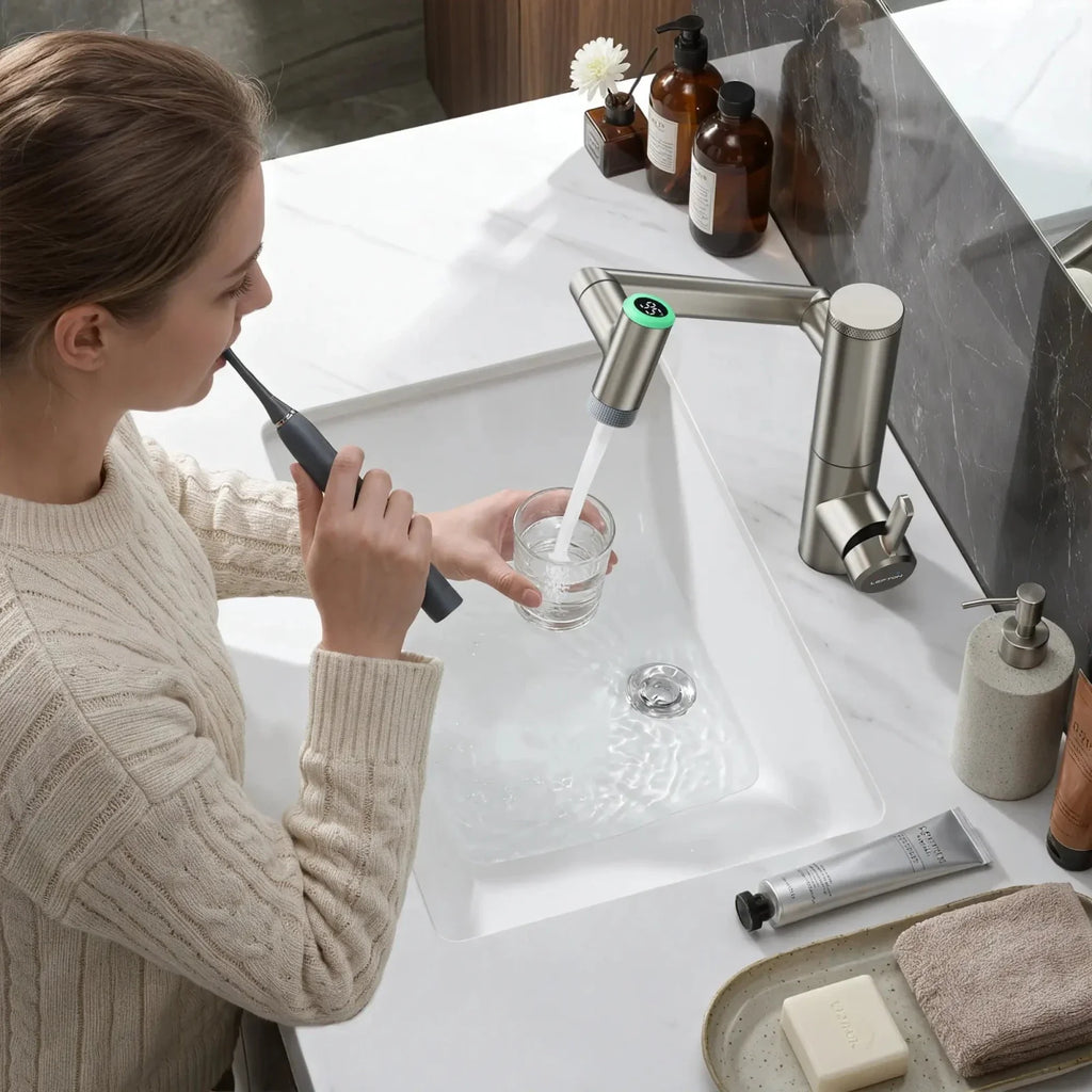 Lefton 1080° Rotating Bathroom Built-in Filter Faucet With Temperature Display-BPF01