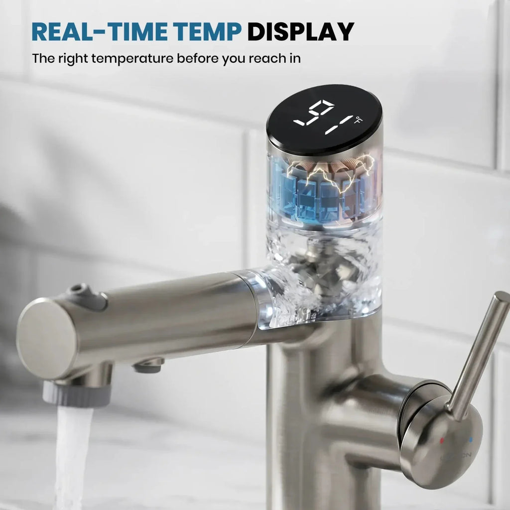 Lefton Single-Handle Bathroom Fountain Faucet With Temperature Display-BF2502