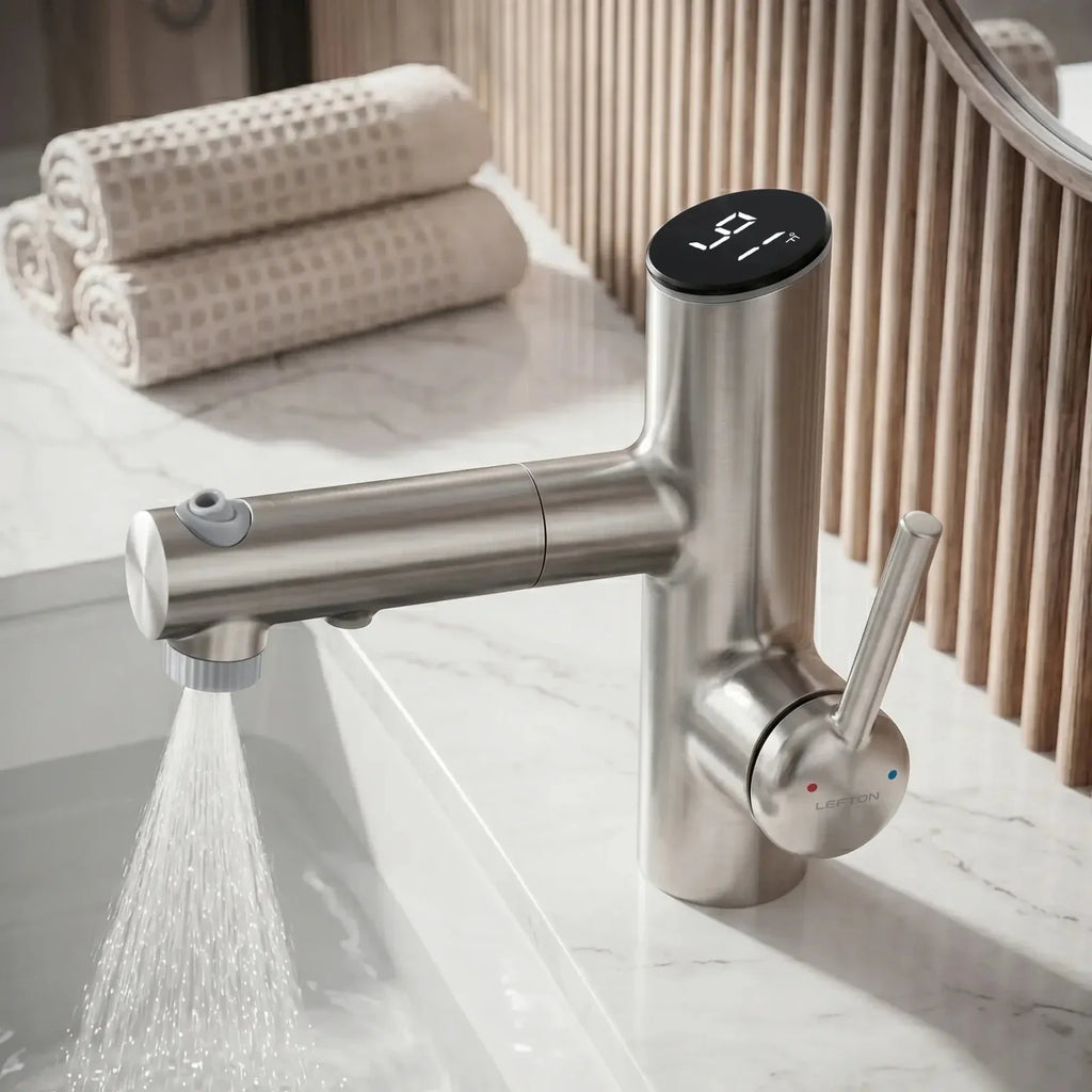 Lefton Single-Handle Bathroom Fountain Faucet With Temperature Display-BF2502