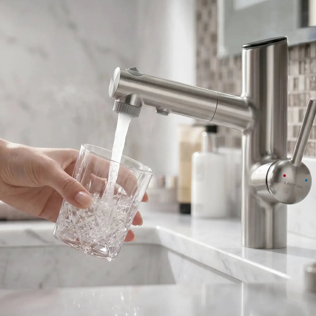 Lefton Single-Handle Bathroom Fountain Faucet With Temperature Display-BF2502