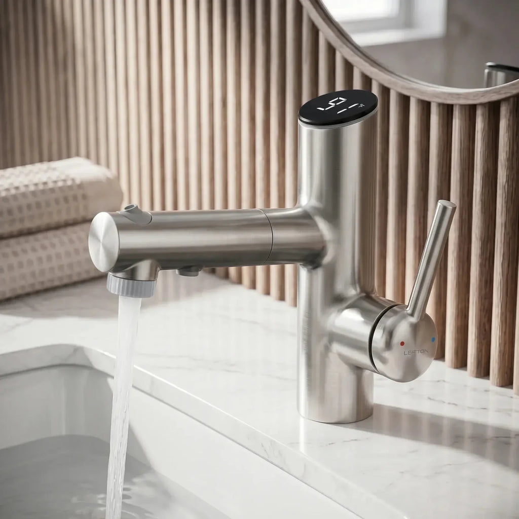 Lefton Single-Handle Bathroom Fountain Faucet With Temperature Display-BF2502