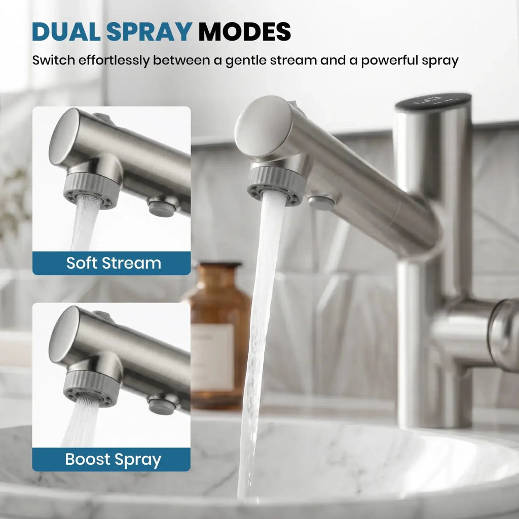 Lefton Single-Handle Bathroom Fountain Faucet With Temperature Display-BF2502