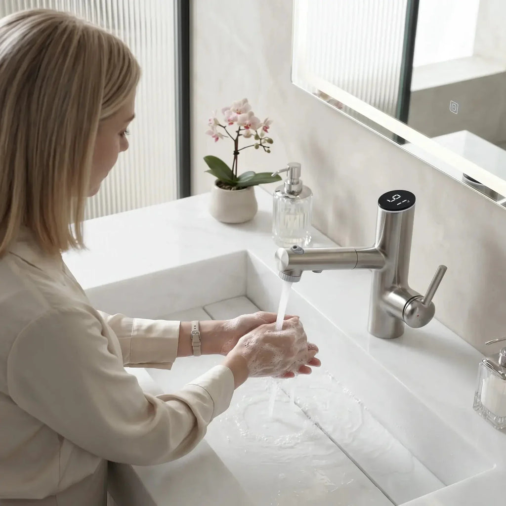 Lefton Single-Handle Bathroom Fountain Faucet With Temperature Display-BF2502