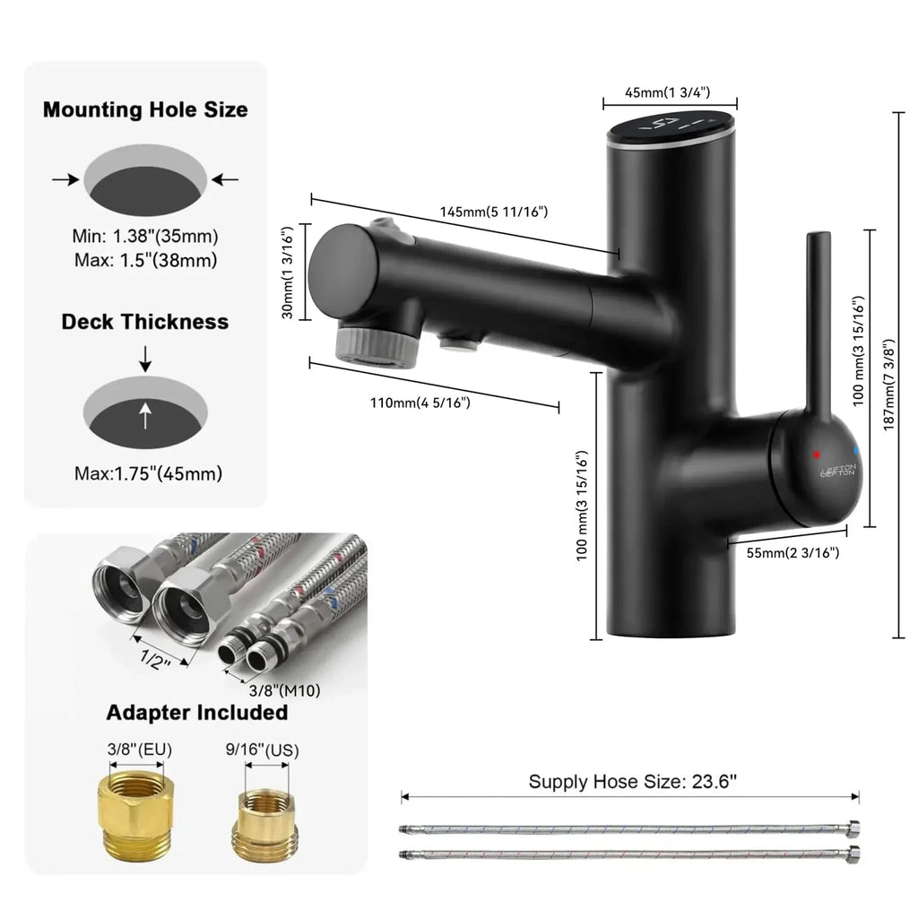 Lefton Single-Handle Bathroom Fountain Faucet With Temperature Display-BF2502
