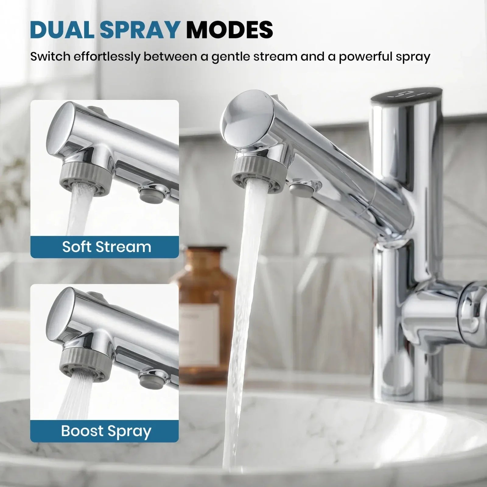 Lefton Single-Handle Bathroom Fountain Faucet With Temperature Display-BF2502