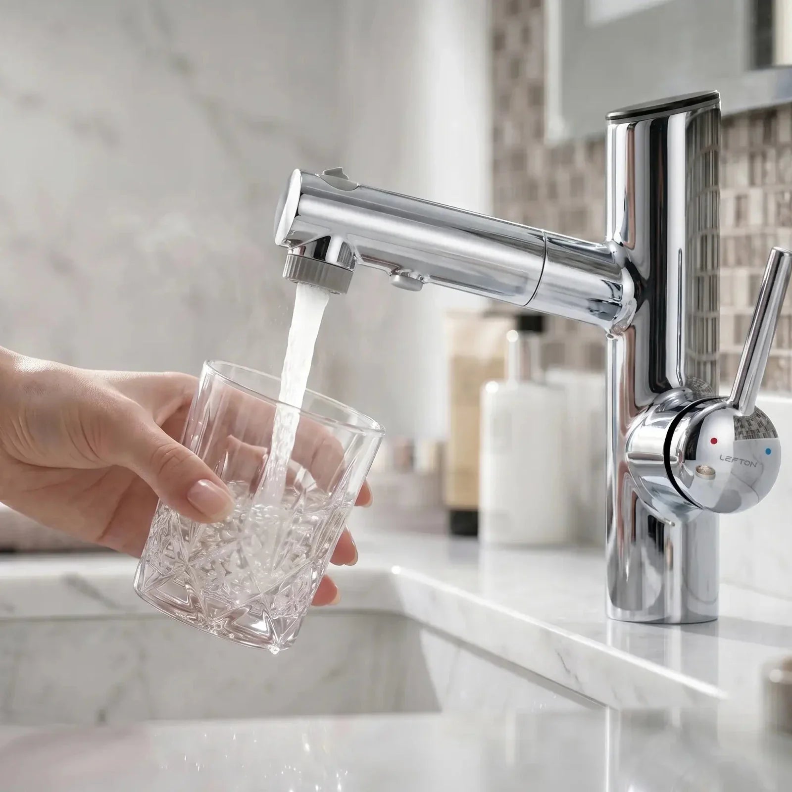 Lefton Single-Handle Bathroom Fountain Faucet With Temperature Display-BF2502