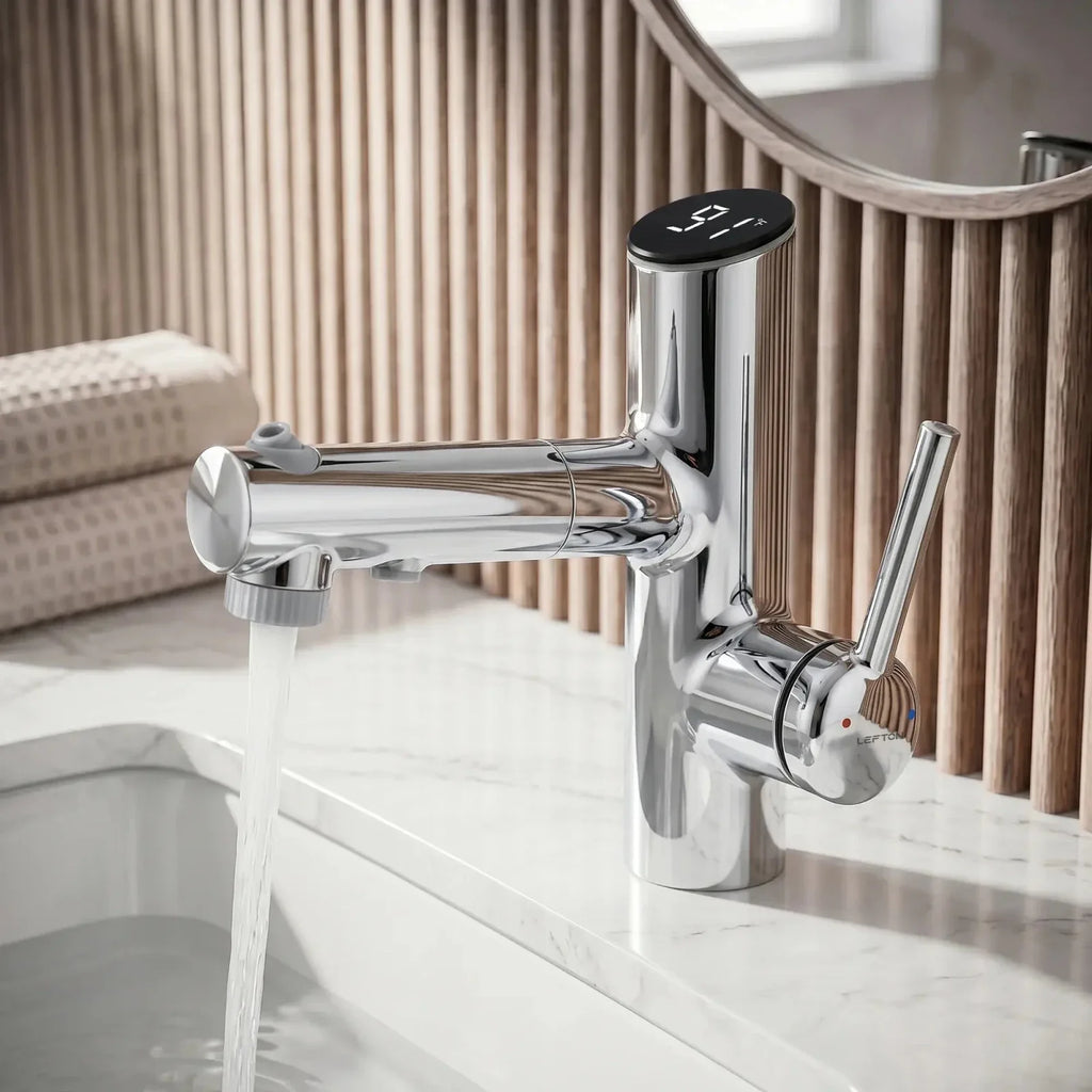 Lefton Single-Handle Bathroom Fountain Faucet With Temperature Display-BF2502