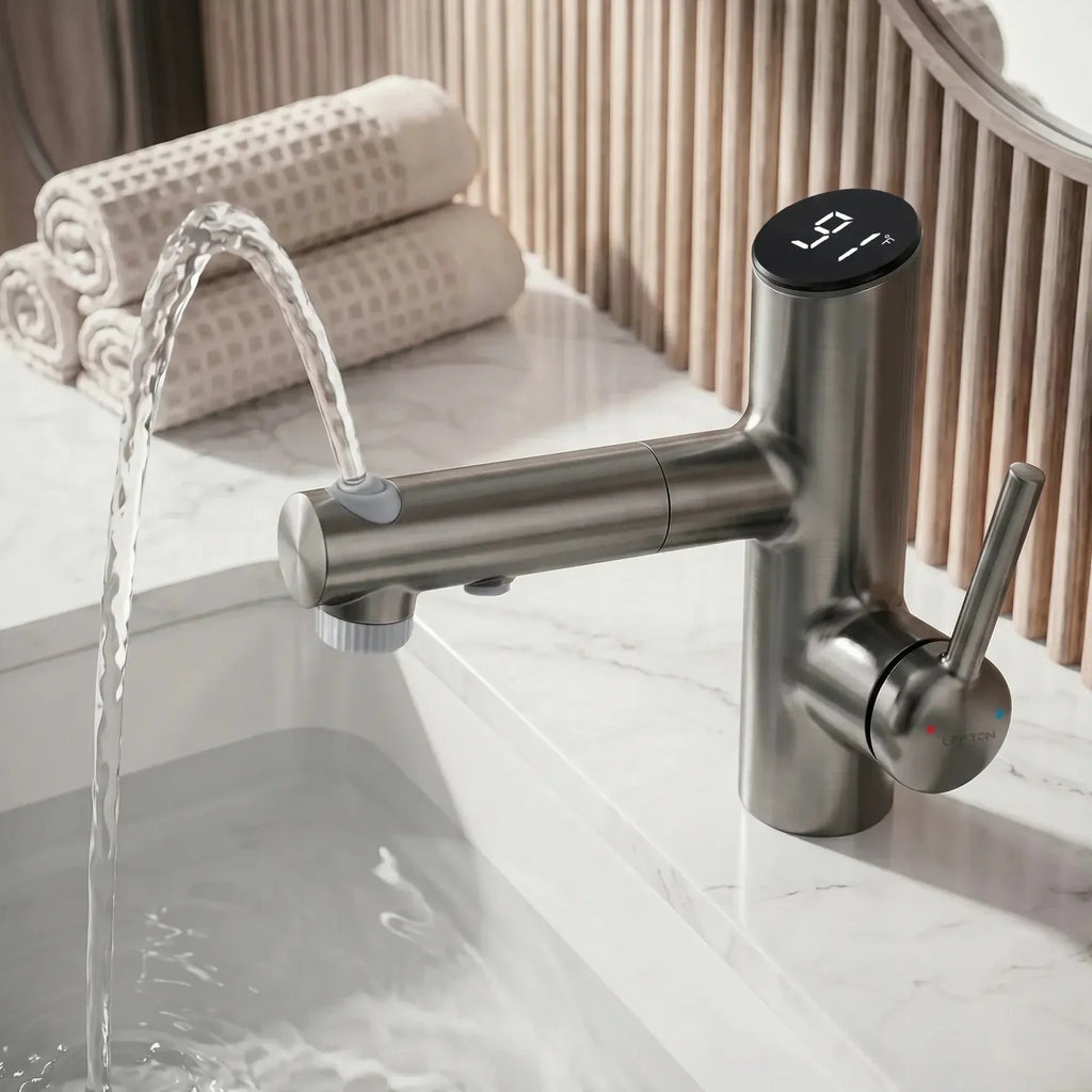 Lefton Single-Handle Bathroom Fountain Faucet With Temperature Display-BF2502