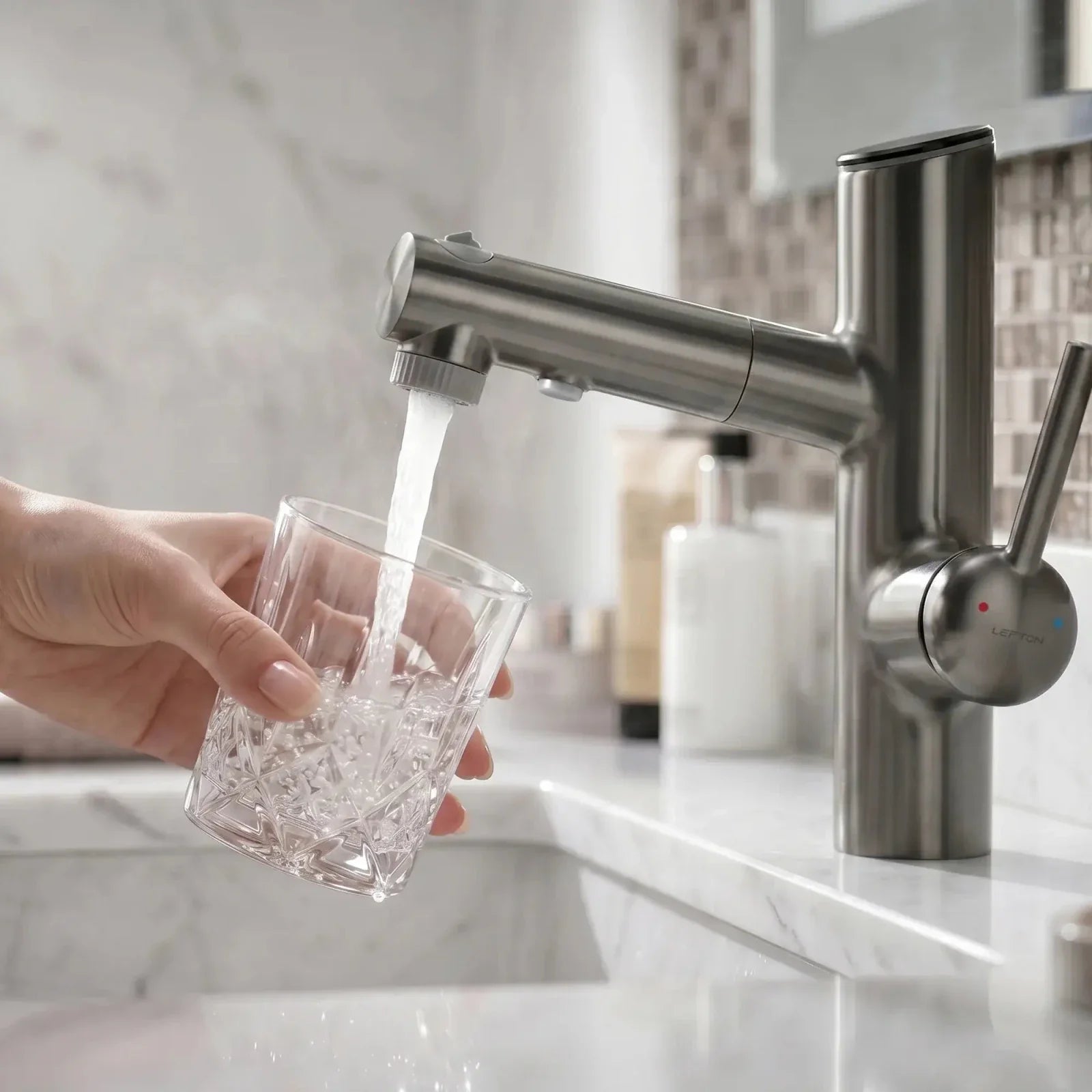 Lefton Single-Handle Bathroom Fountain Faucet With Temperature Display-BF2502