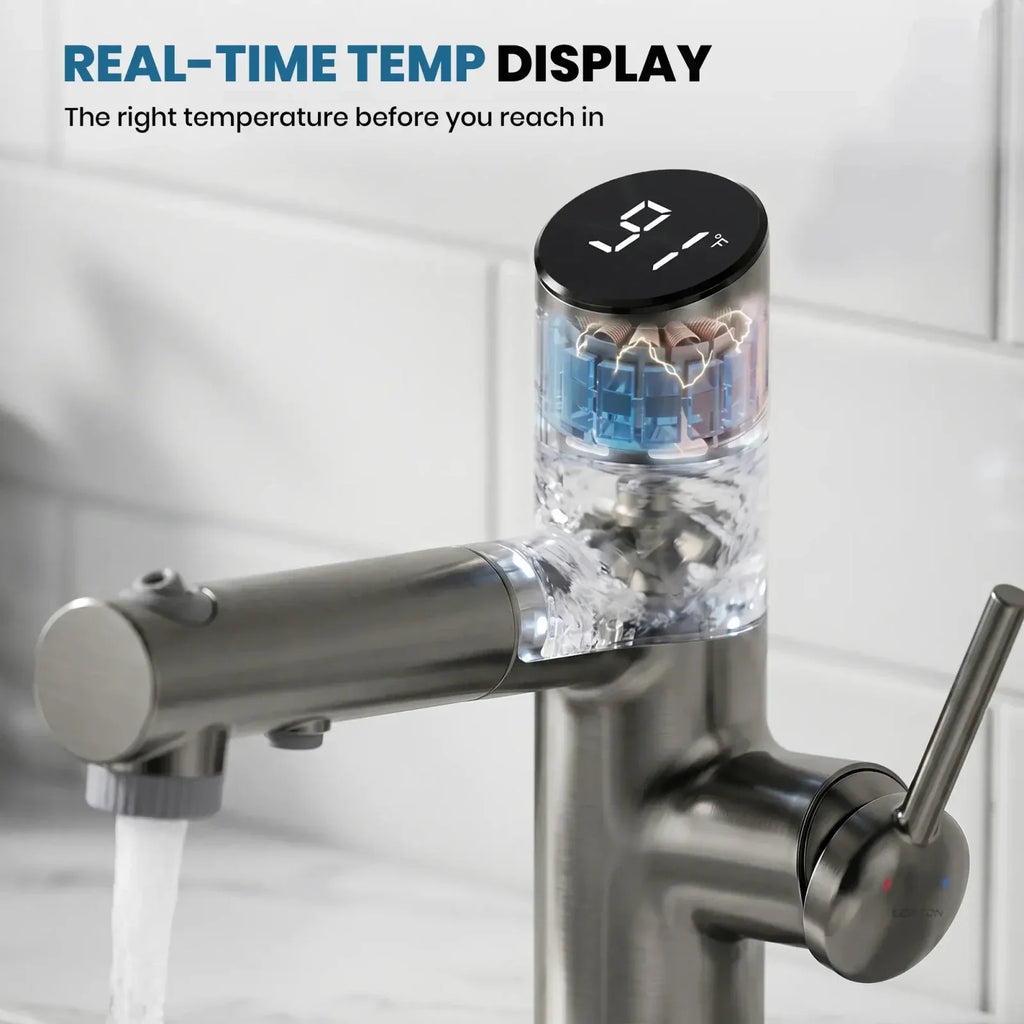 Lefton Single-Handle Bathroom Fountain Faucet With Temperature Display-BF2502
