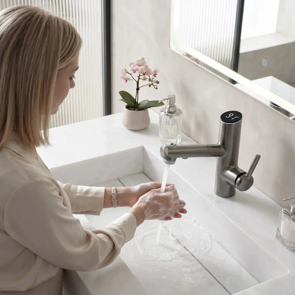 Lefton Single-Handle Bathroom Fountain Faucet With Temperature Display-BF2502