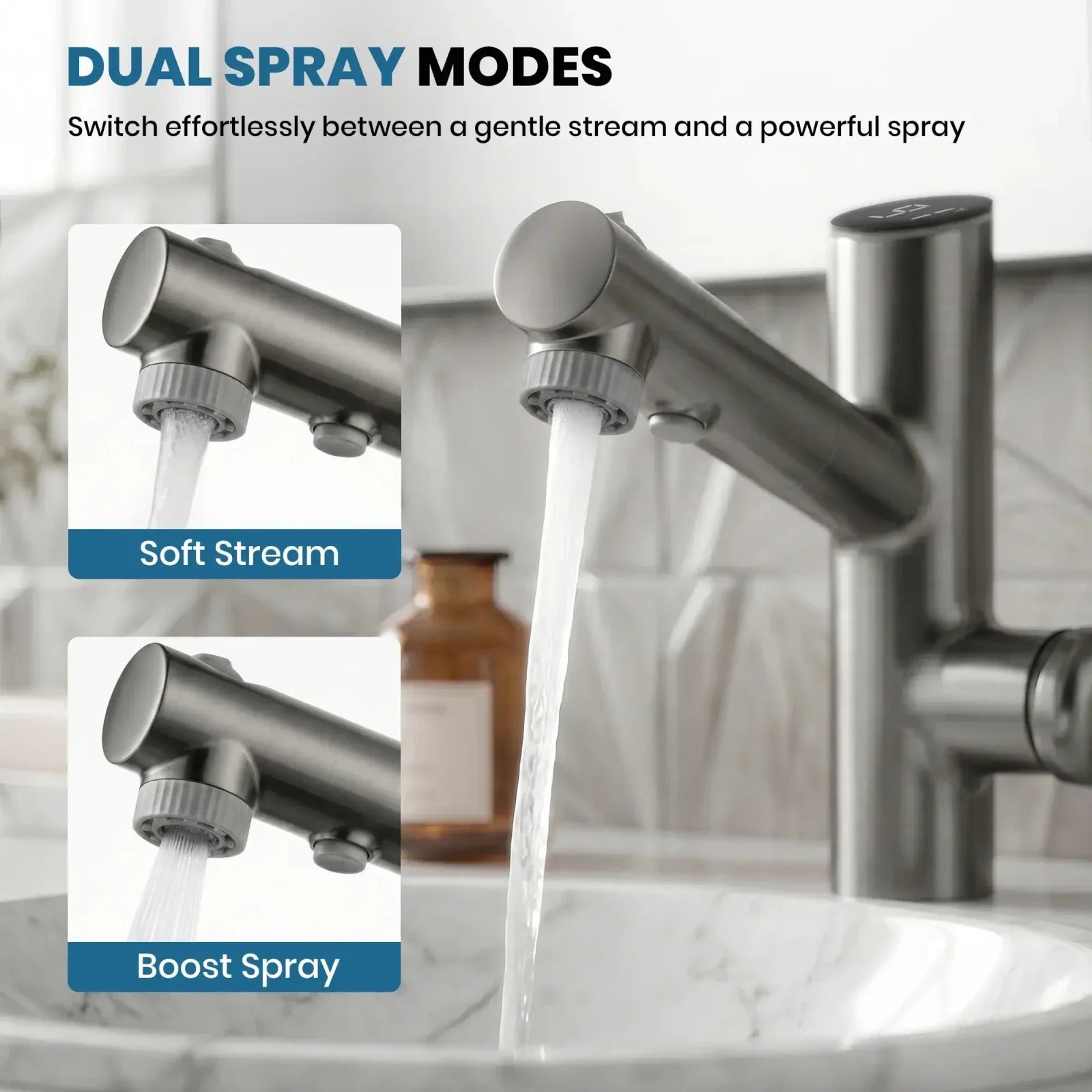 Lefton Single-Handle Bathroom Fountain Faucet With Temperature Display-BF2502
